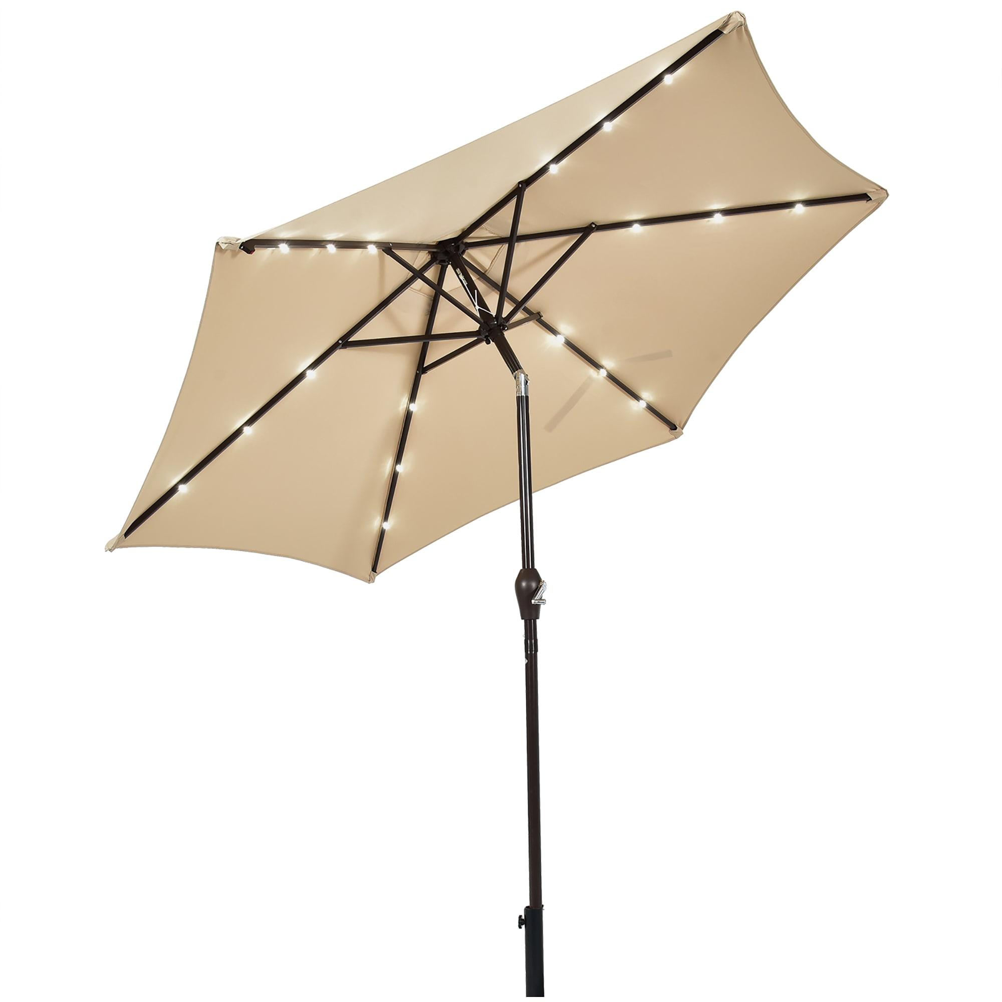 Latitude Run® 9 Feet Patio LED Solar Umbrella With Crank