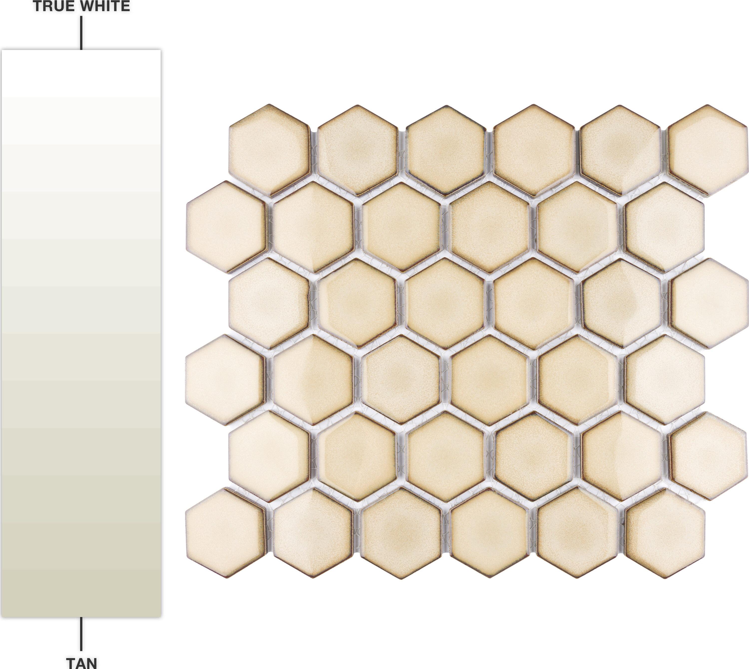 Hudson Due 2" Hex 10-7/8 " x 12-5/8 " Porcelain Mosaic Floor and Wall Tile