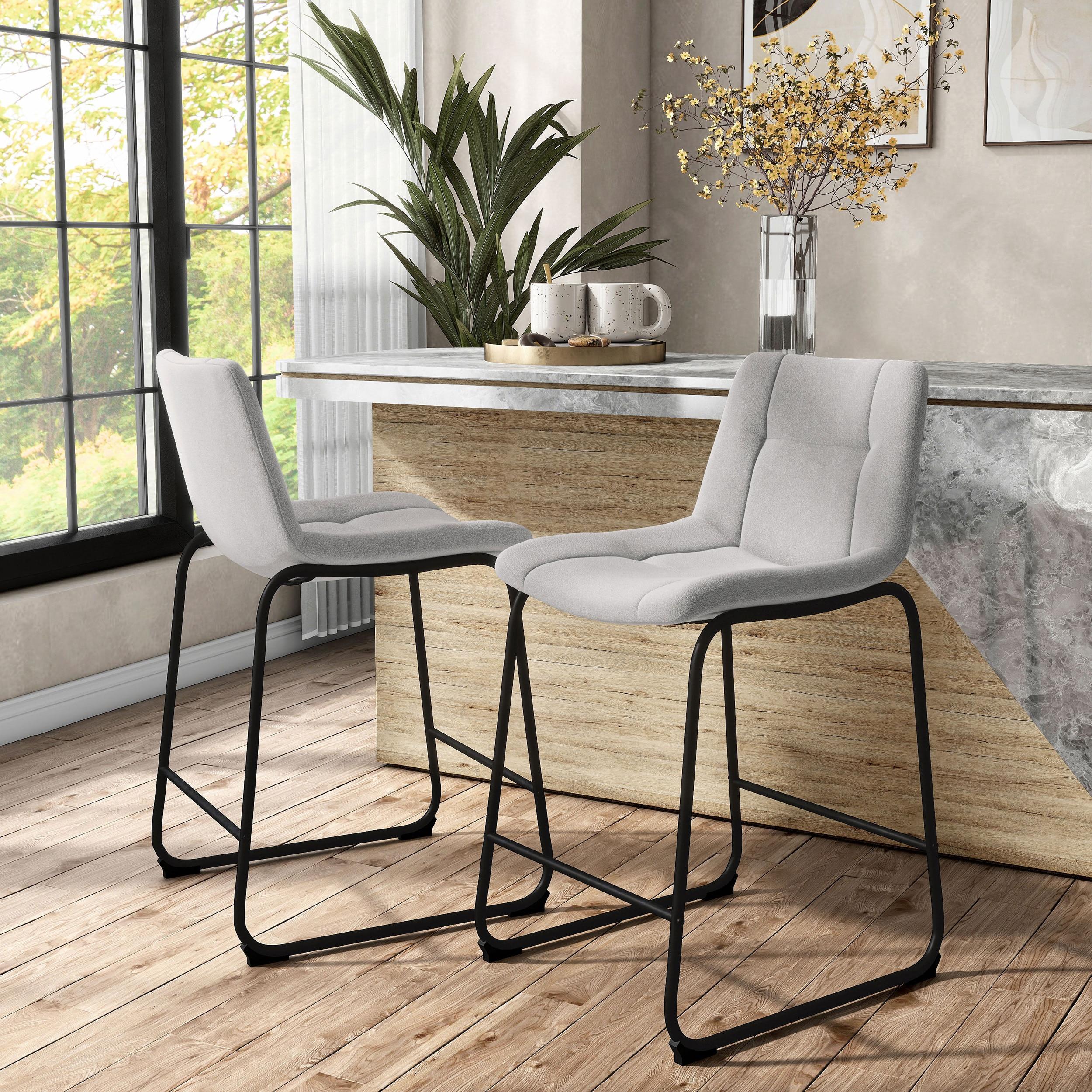 Furniture of America Perri Modern Chenille Counter Height Dining Chairs, Gray (Set of 2)