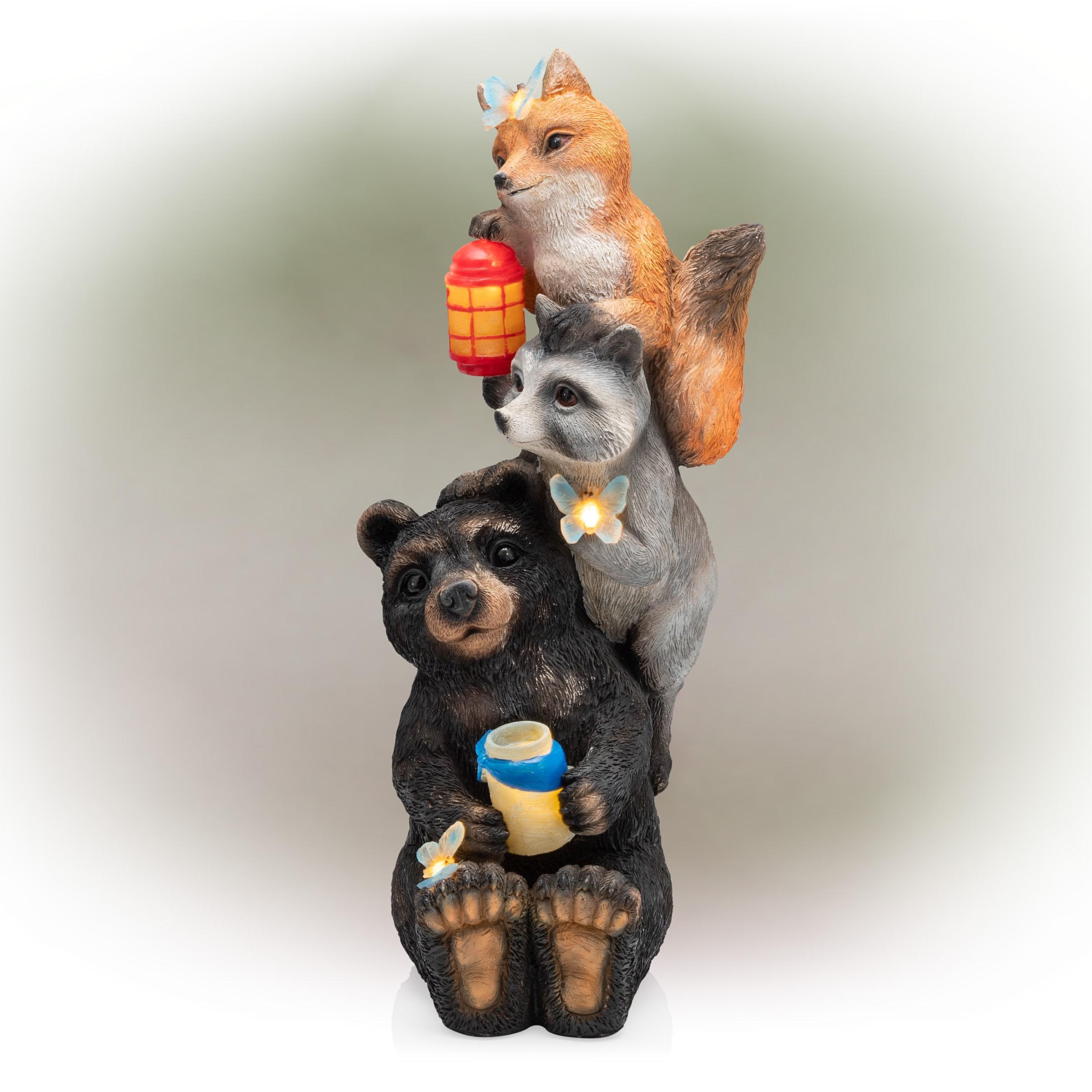 15" Polyresin Solar Nature Pals Statue with Butterflies and LED Lights - Alpine Corporation: Outdoor Decor, KGD274SLR, NiMH AA Battery Included