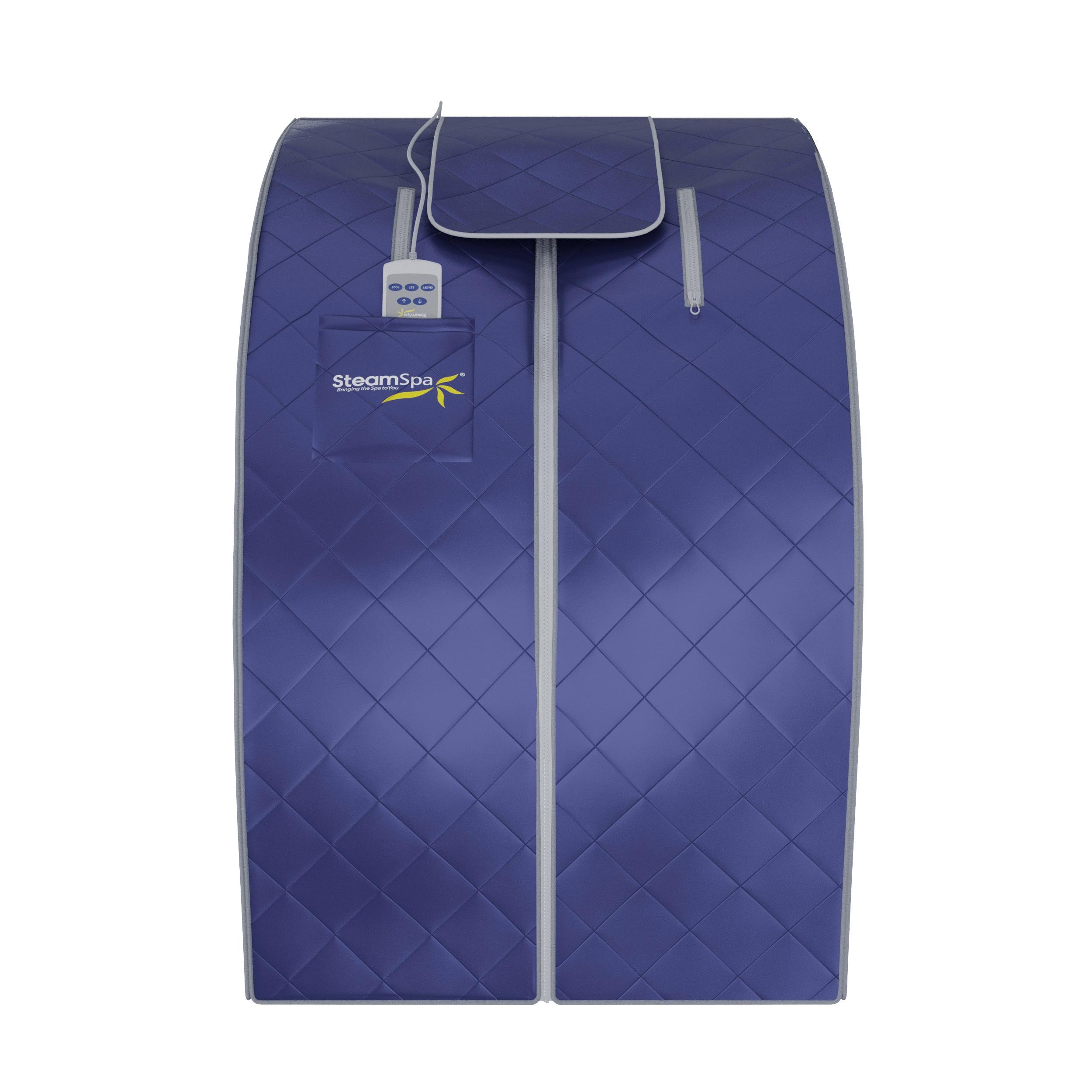 Steam Spa SteamSpa Portable 1-Person Home Sauna with Infrared Heating, Digital Control, Foot Heating Pad, Foldable Chair and Foot Massager in Blue Finish | Wayfair