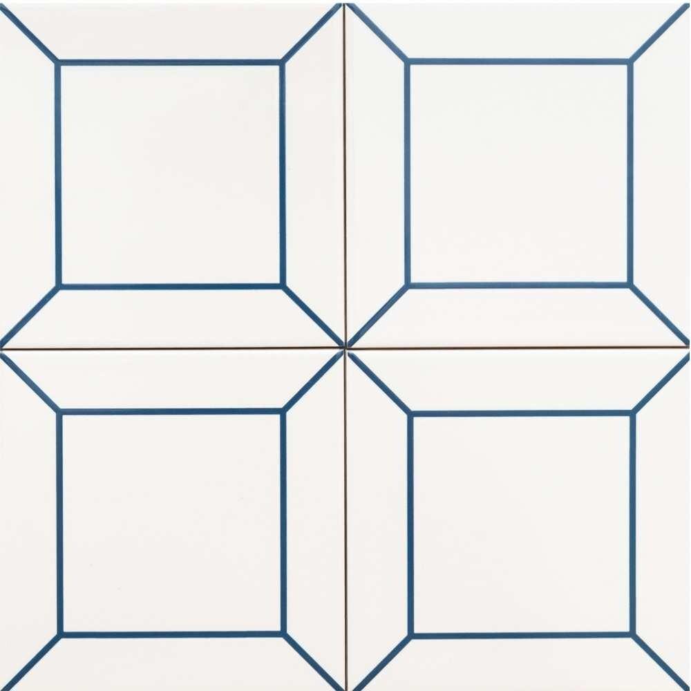 The Tile Life Frame White 6" x 6" Ceramic Patterned Wall Tile for Backsplash Bathroom - 1 Sample