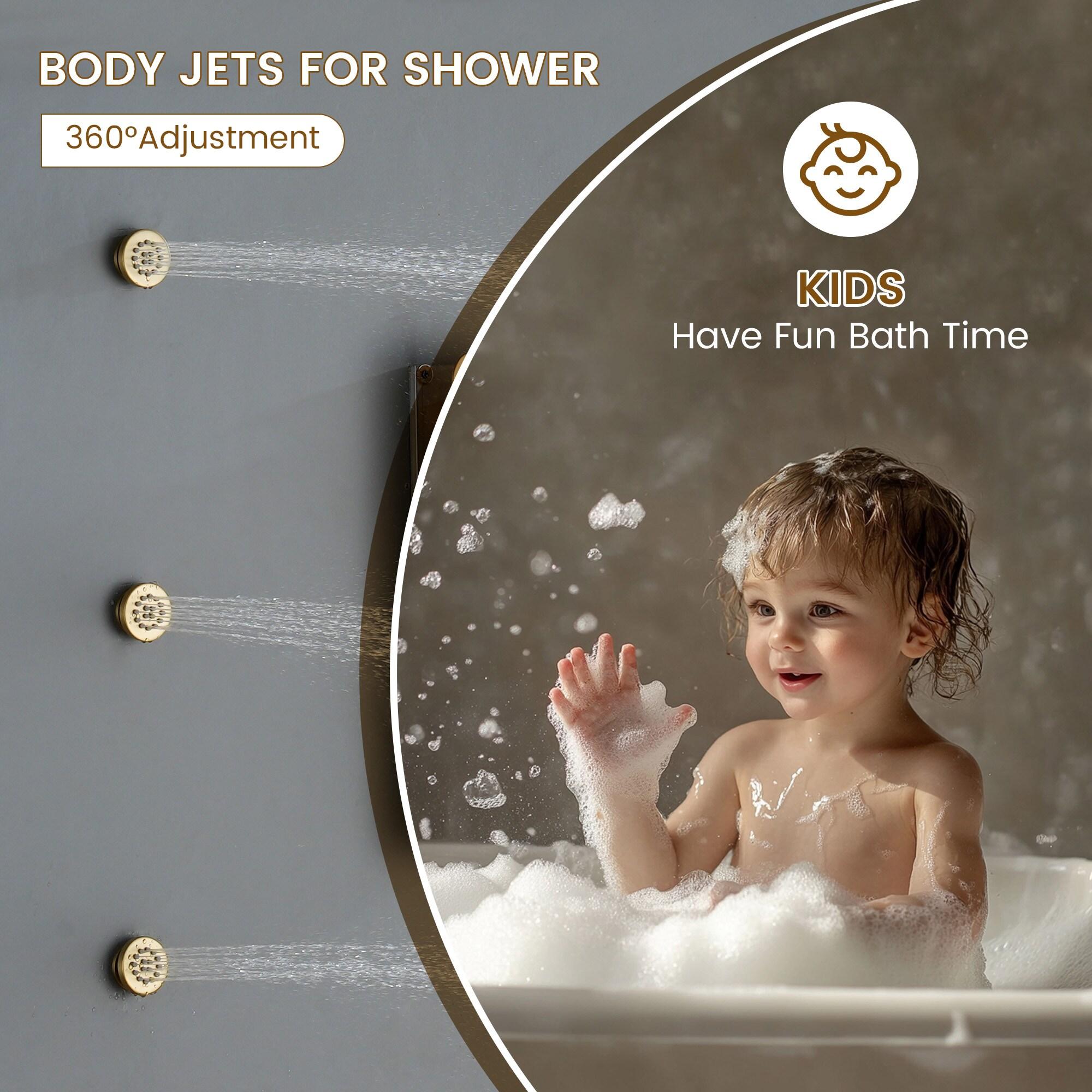 Ancoats 16" Wall Mounted Thermostatic Complete Shower System with 3-Function Handheld Spray and 3 Body Jets