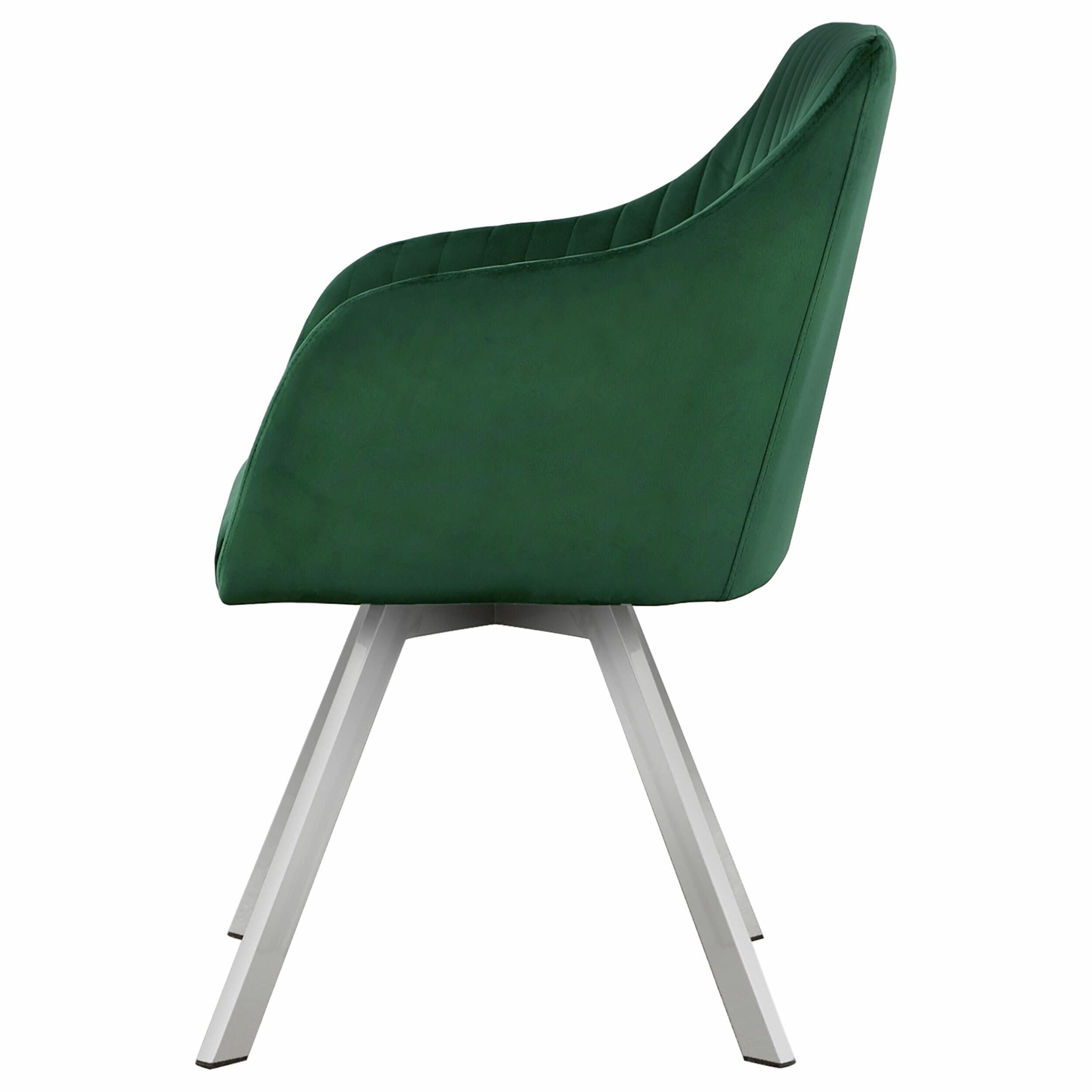 Benjara Metal Swivel Dining Chair with Channel Tufted Seat, Green