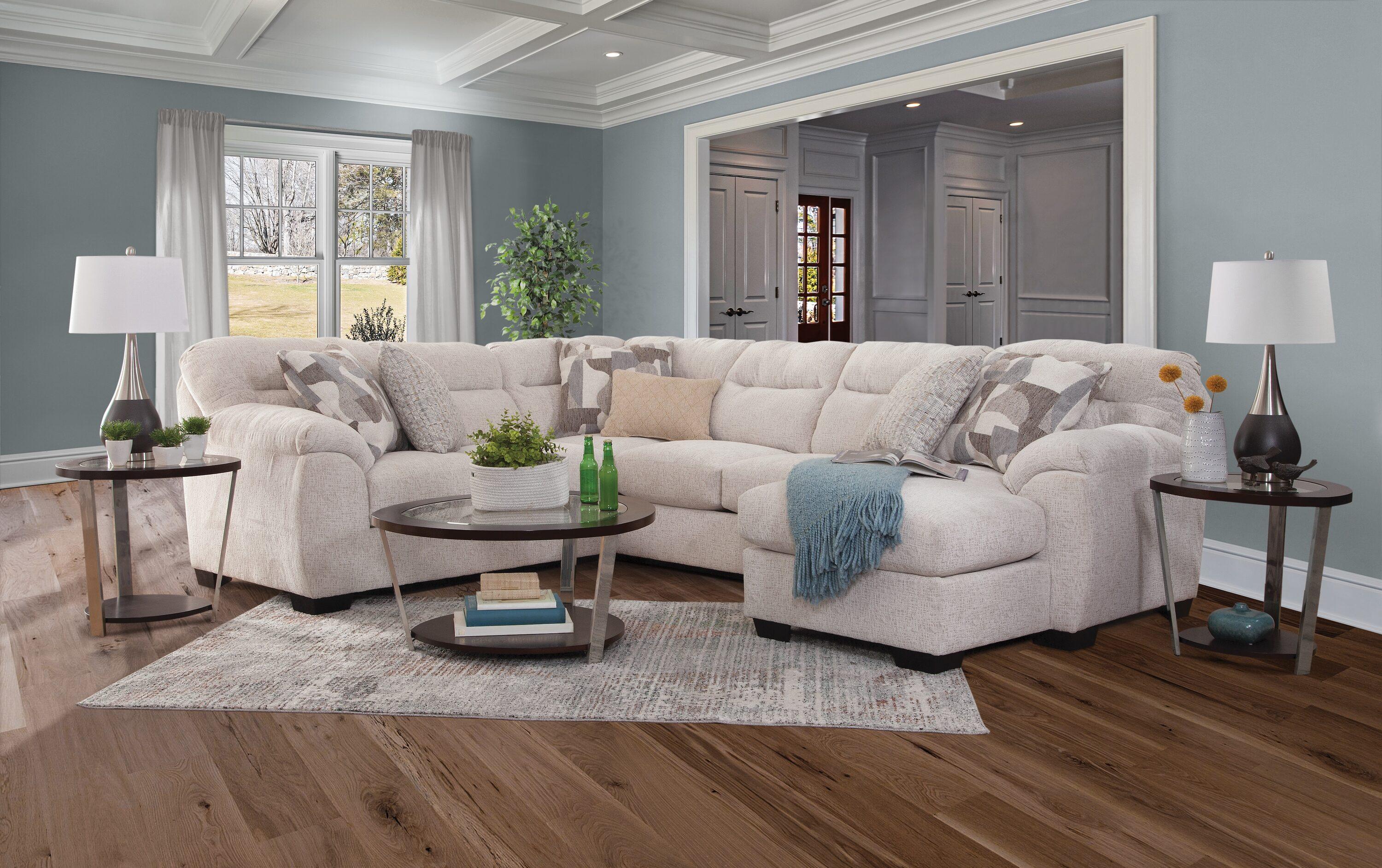 American Furniture Classics Cabral Slate L Shaped Sectional with 4 Throw Pillows