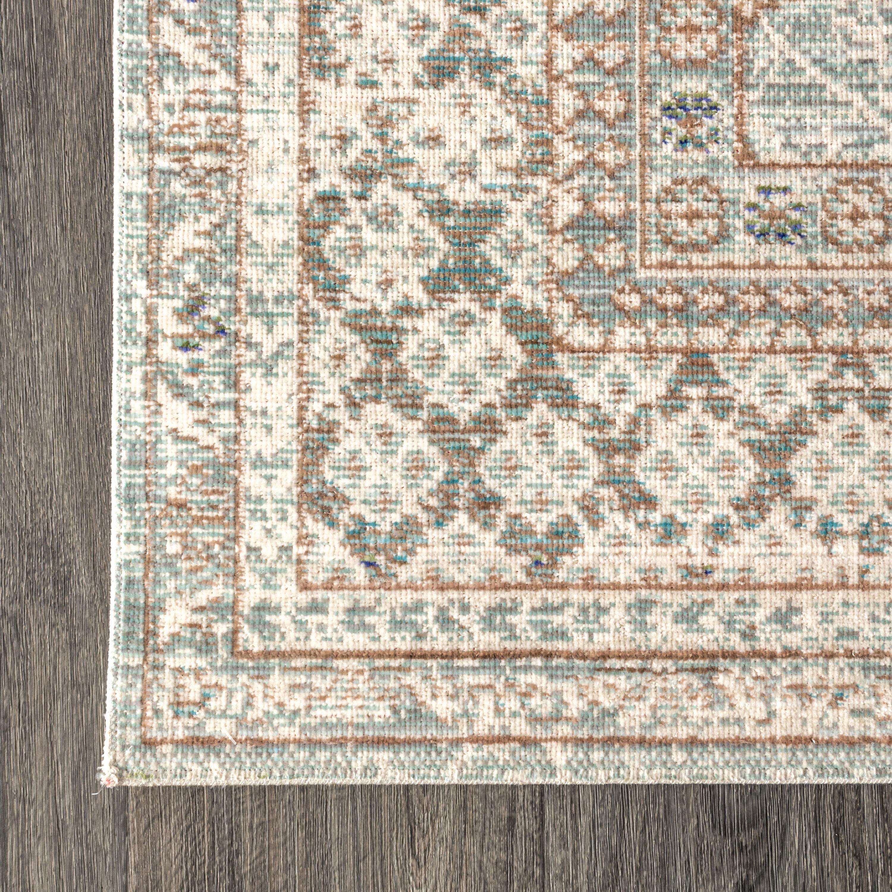 Elegant Argyle Light Blue/Ivory Synthetic 3x5 Area Rug