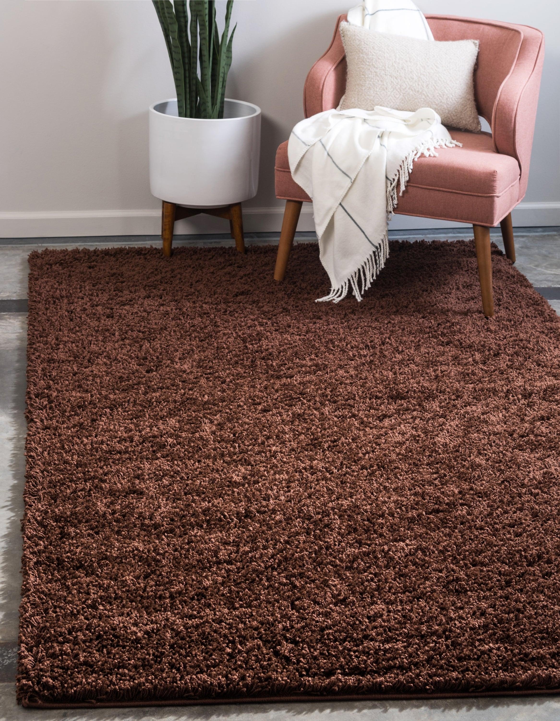 Unique Loom 4' 0 x 6' 0 Solid Shag Chocolate Brown Area Rug
