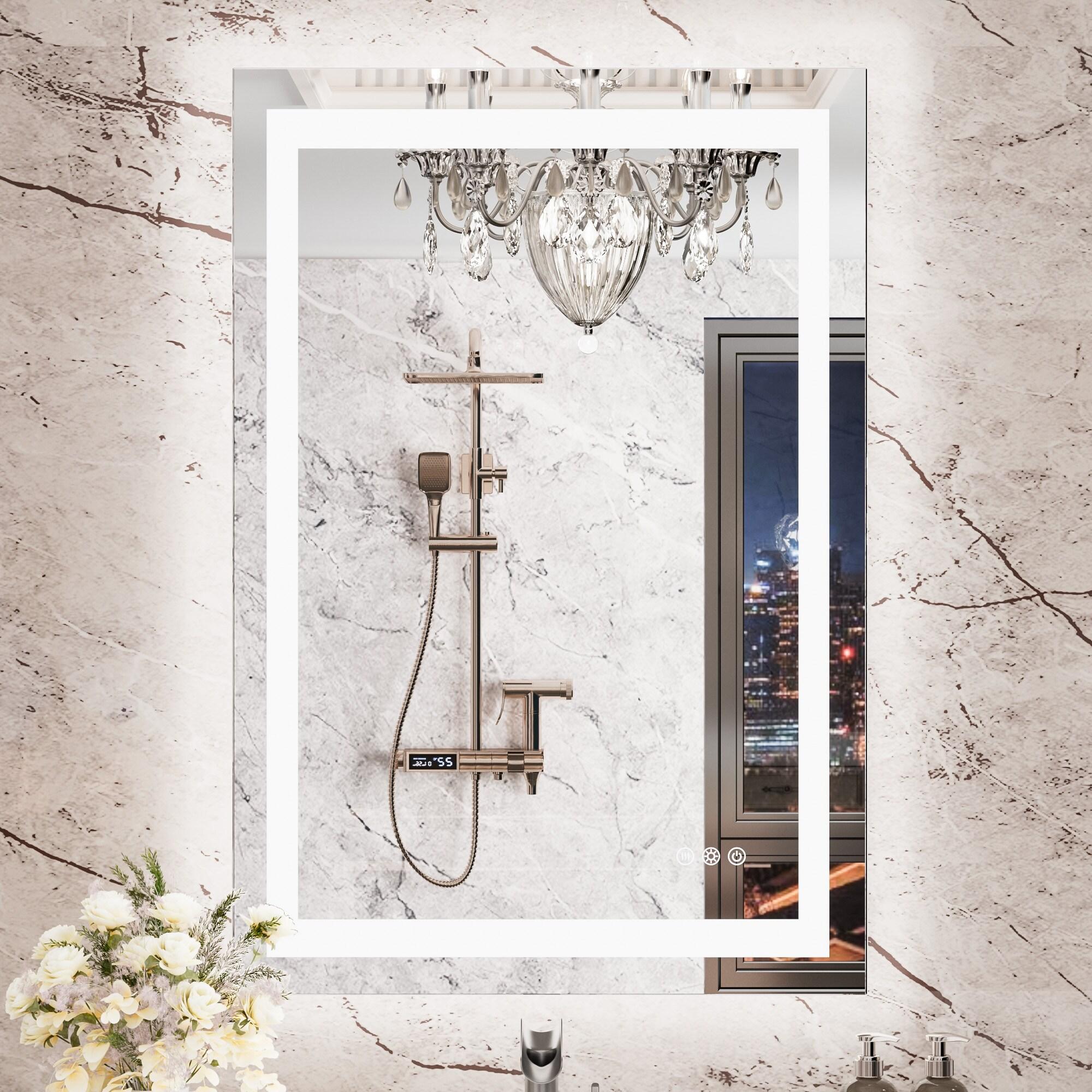 Keonjinn LED Bathroom Vanity Mirror, Front Light & Backlit, 3 Color Temperatures, Anti Fog, Double Lights Strips, 24"x32"