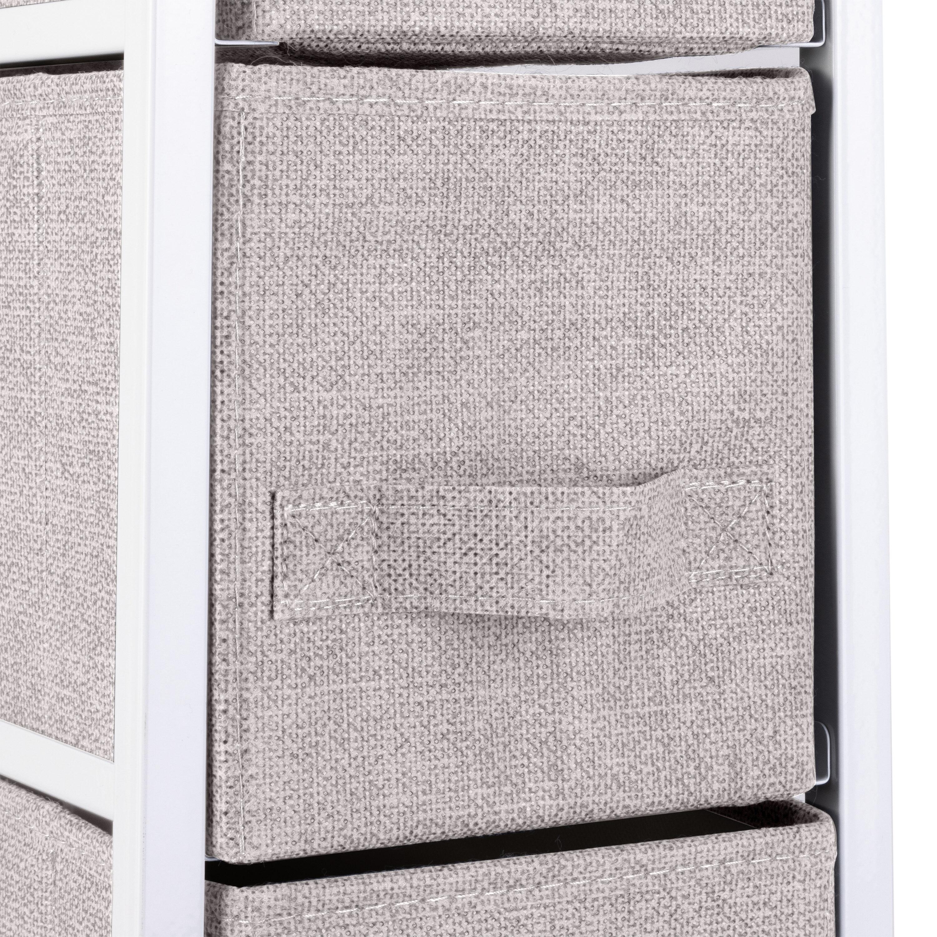 Simplify Adult 4 Drawer Slim Chest Dresser with Fabric Drawers, Beige