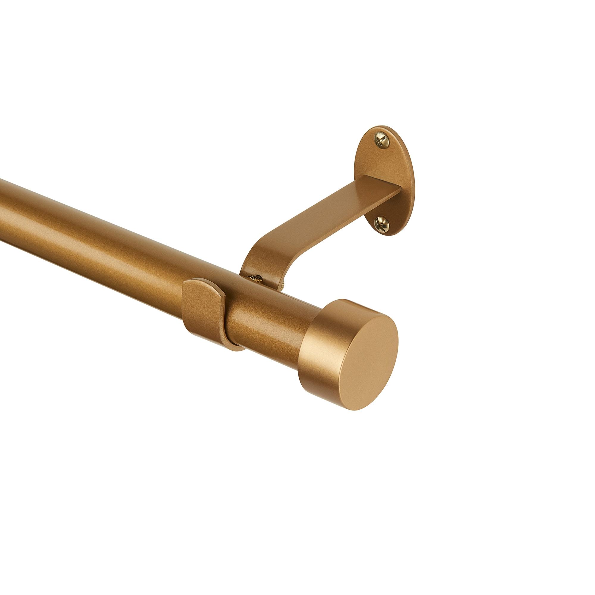Serena 1" Window Drapery Single Curtain Rod with Contemporary Cap Finial - 48" - Soft Gold - Elrene Home Fashions