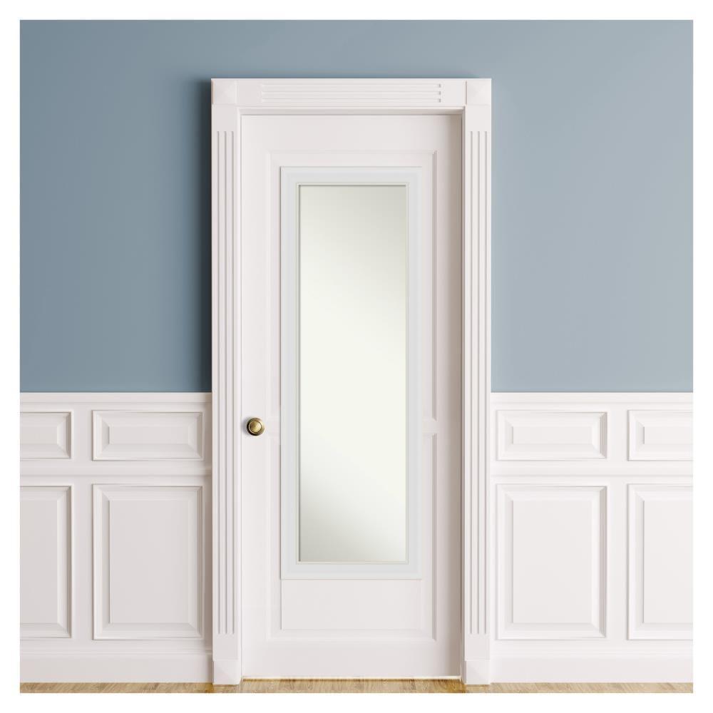 18" x 52" Flair Framed On the Door Mirror Soft White - Amanti Art: Modern Rectangle, Polystyrene Frame, No Assembly Required
