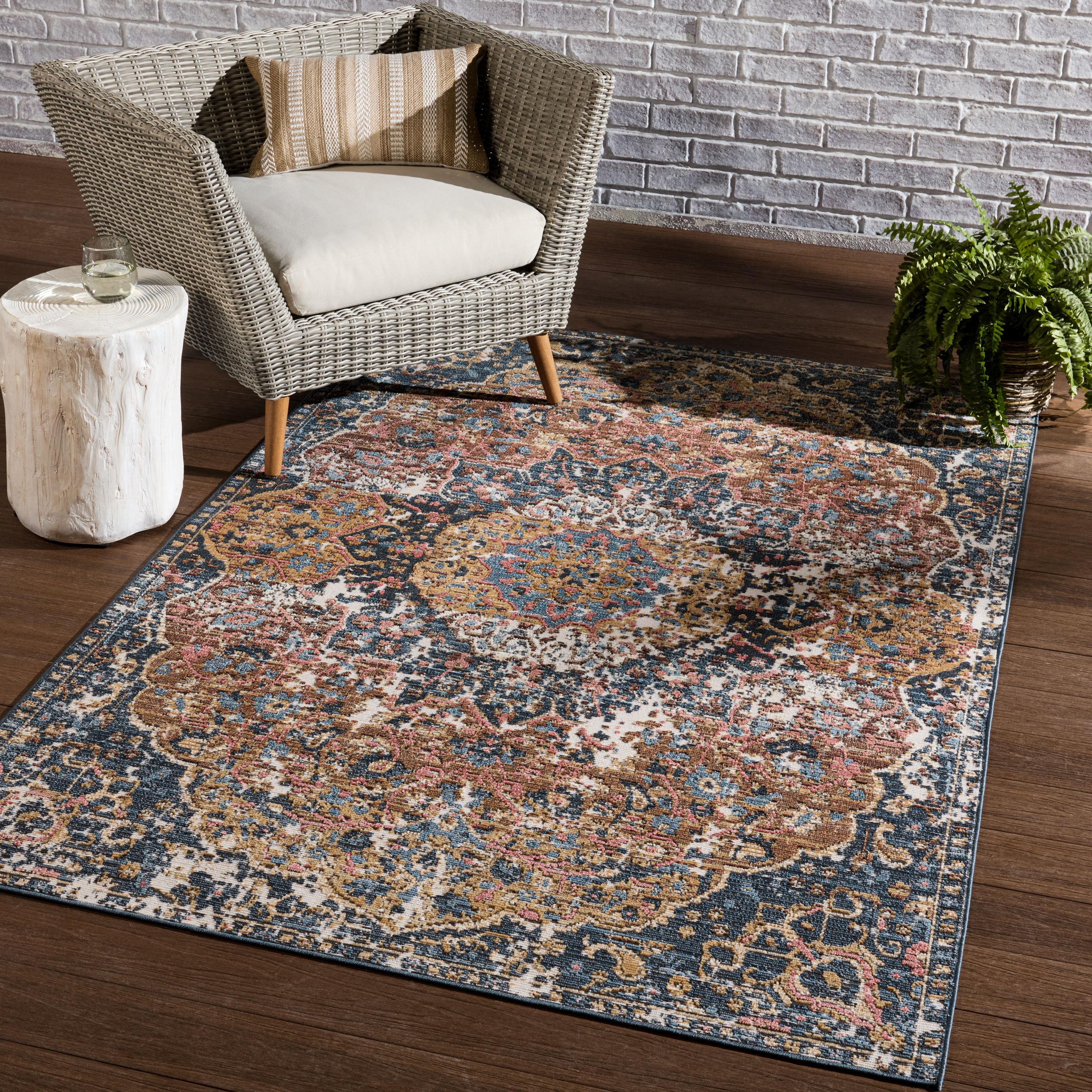 Aegean Medallion 9' x 12' Blue Wool Blend Traditional Area Rug