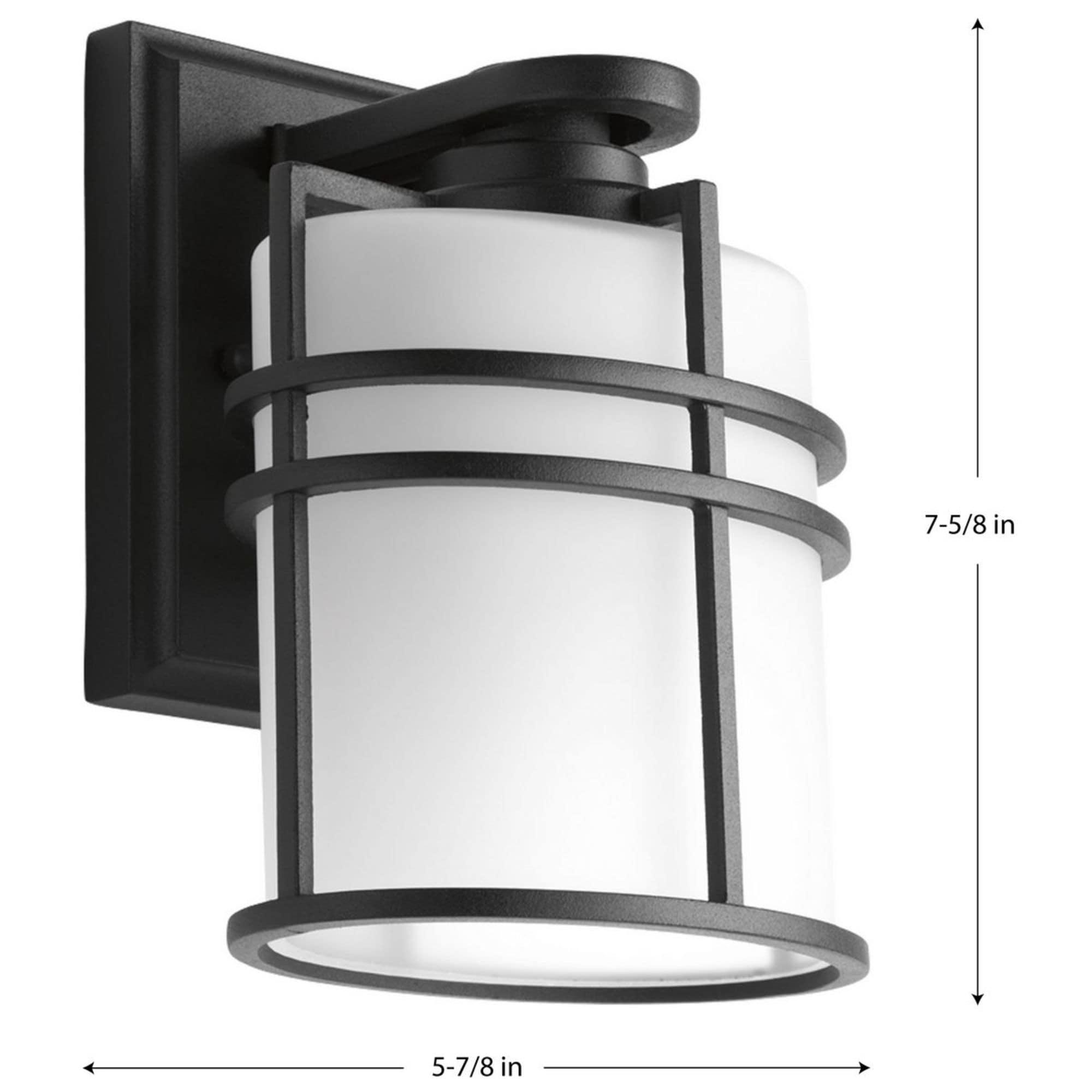 Progress Lighting Format 1-Light Small Wall Lantern, Black, Etched Glass Shade