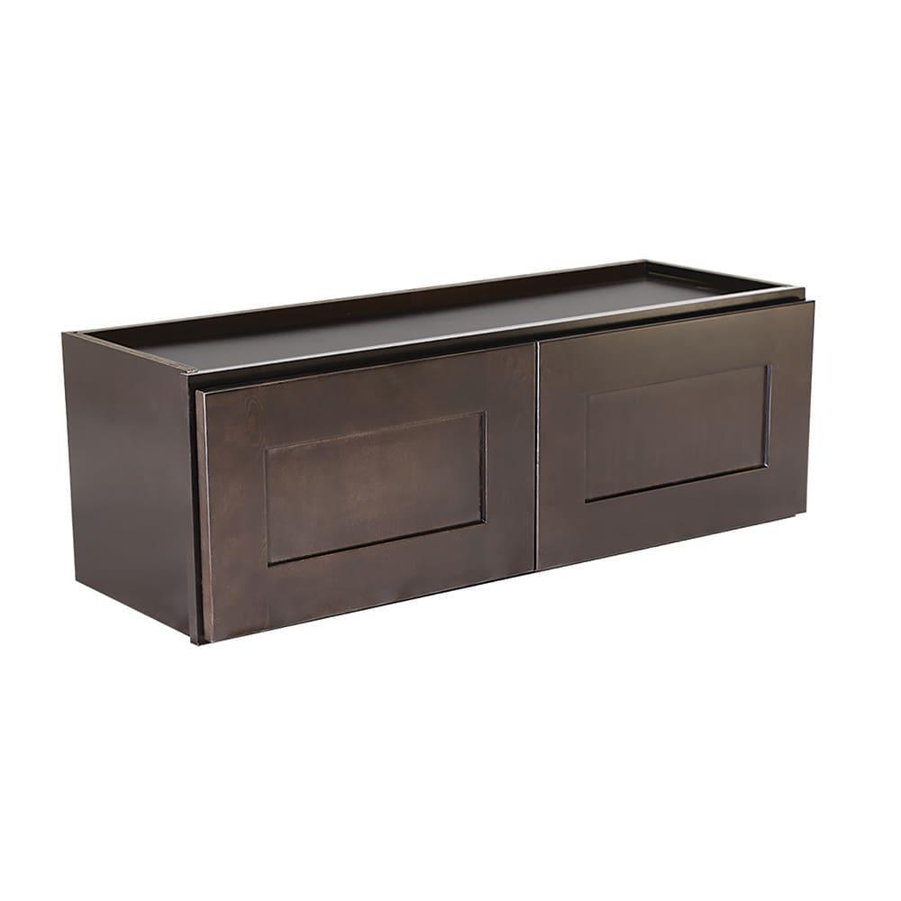 Brookings Shaker Unassembled Bridge Wall Kitchen Cabinet W3321, 33 W x 12 D x 21 H, Brown, Solid Wood, Design House, 543231
