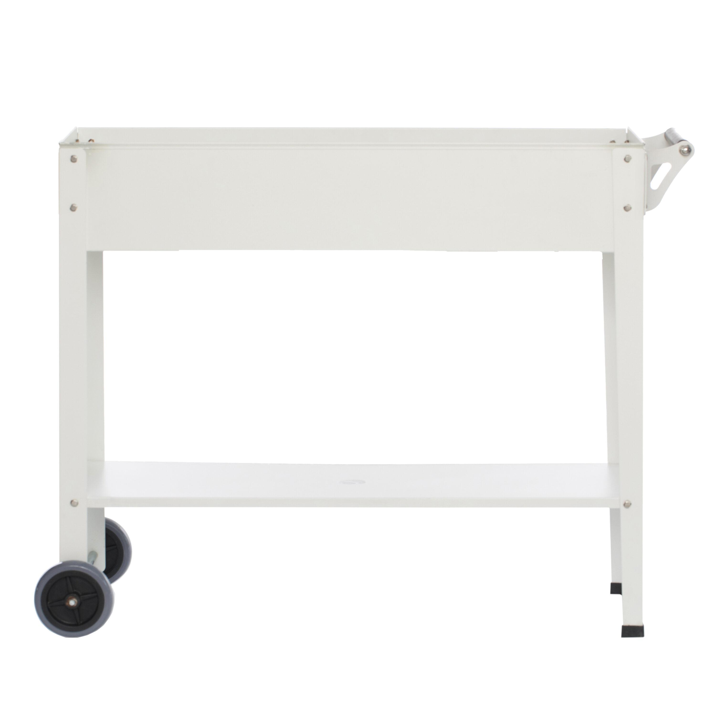 Gardenised Mobile Planter Raised Garden Bed Rectangular Flower Cart with Shelf