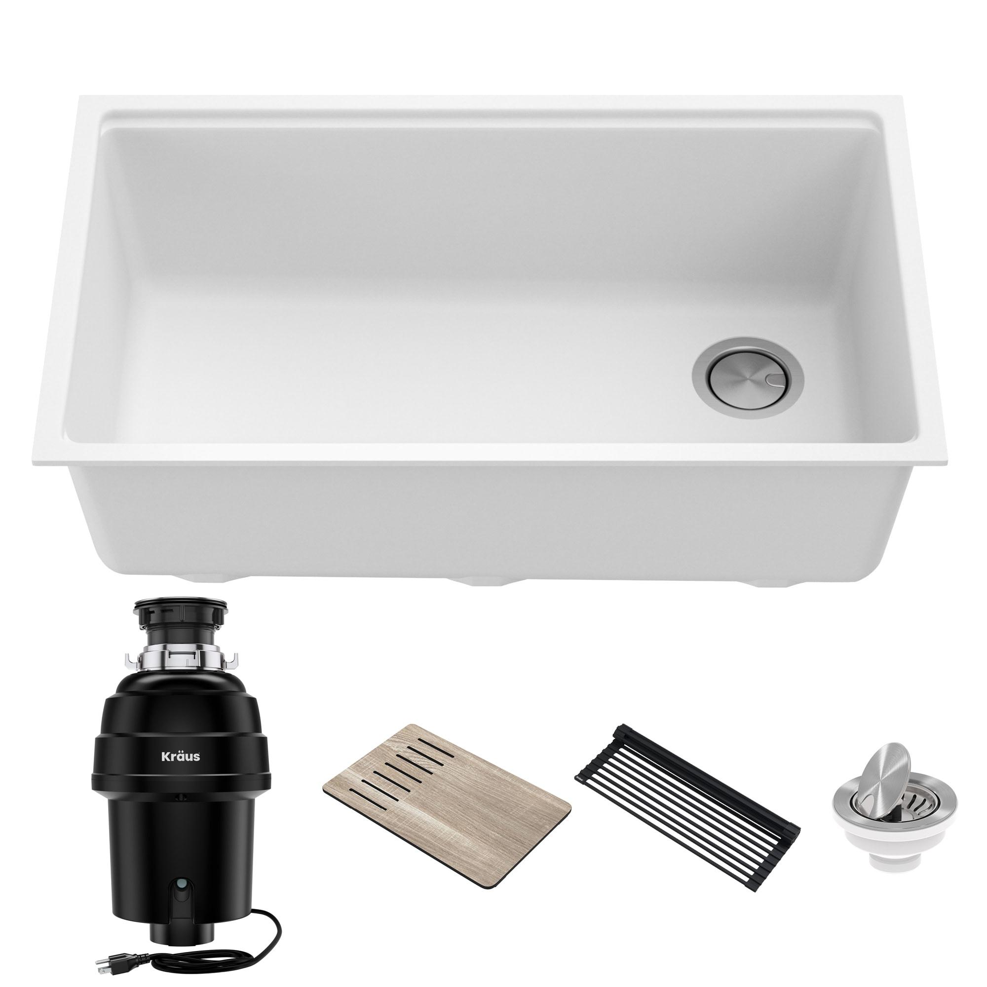 KRAUS Bellucci Workstation 32-in. Undermount Kitchen Sink with WasteGuard™ Garbage Disposal