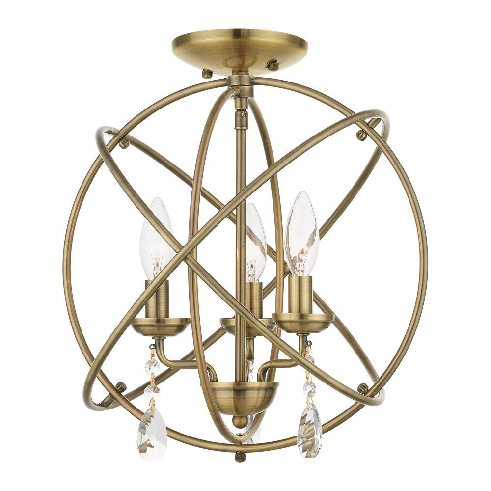 Livex Lighting Aria 3 - Light Chandelier in  Antique Brass