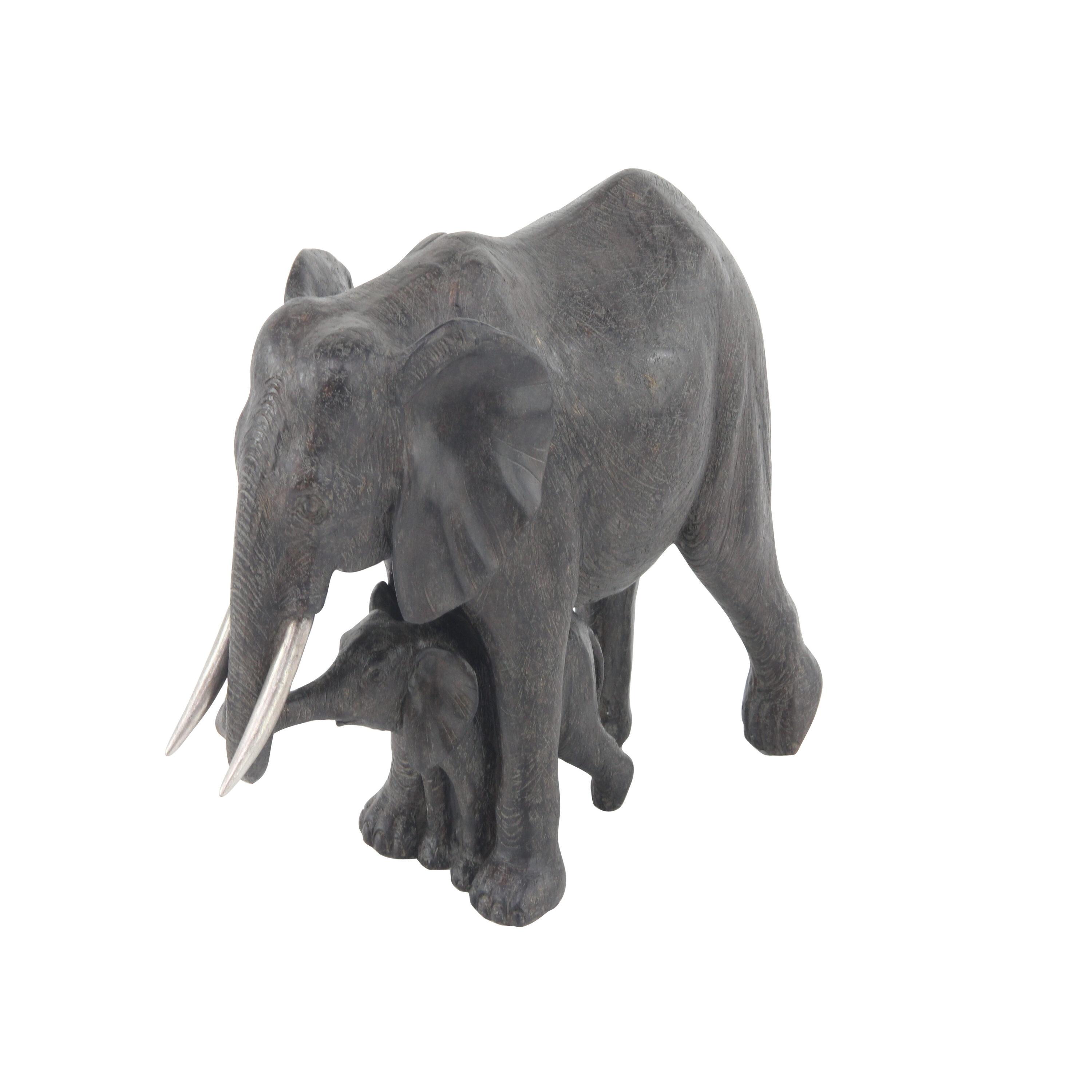 20" x 13" Gray Polystone Elephant Sculpture, by DecMode