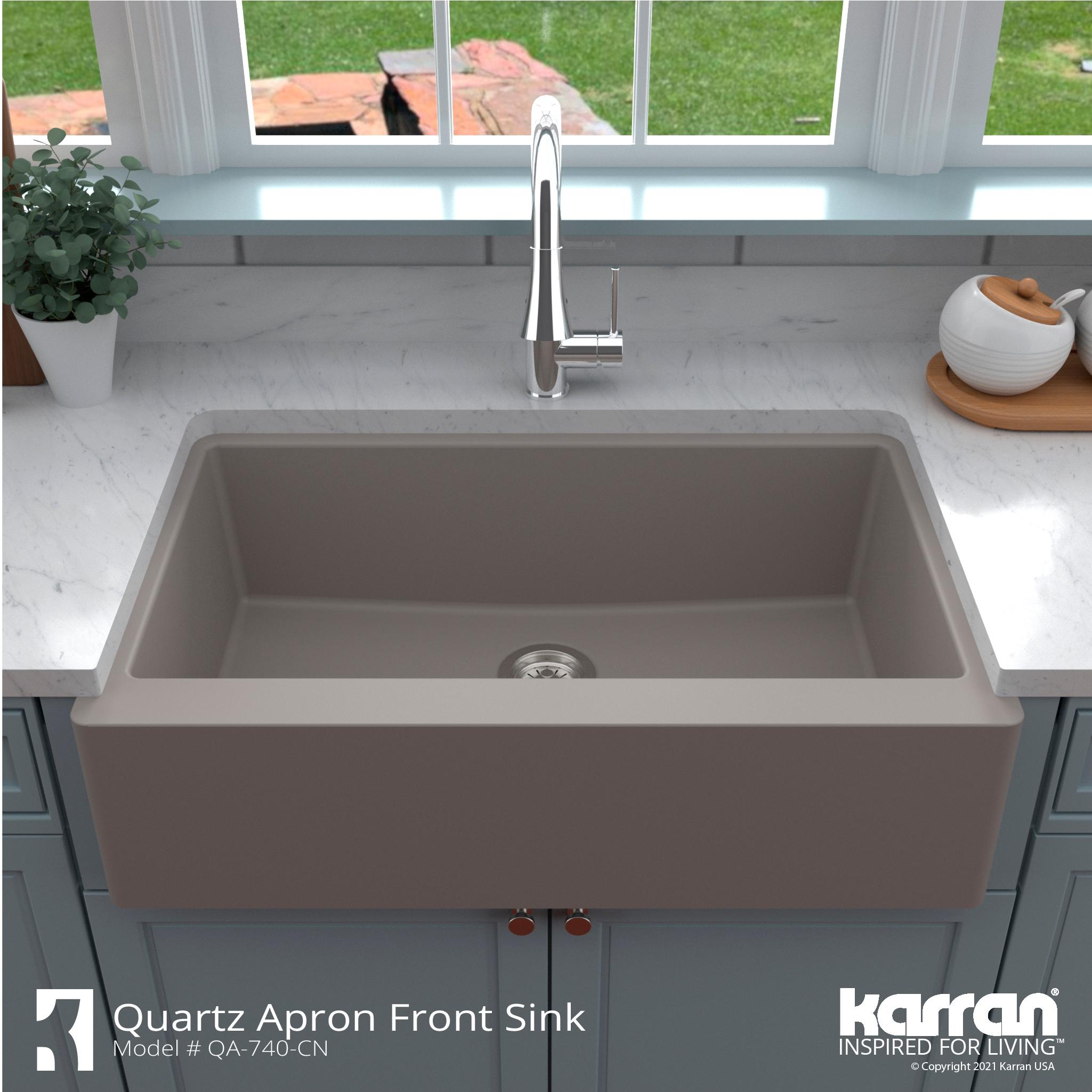 Karran Farmhouse/Apron-Front Quartz Composite 34'' X 21-1/4'' Single Bowl Kitchen Sink