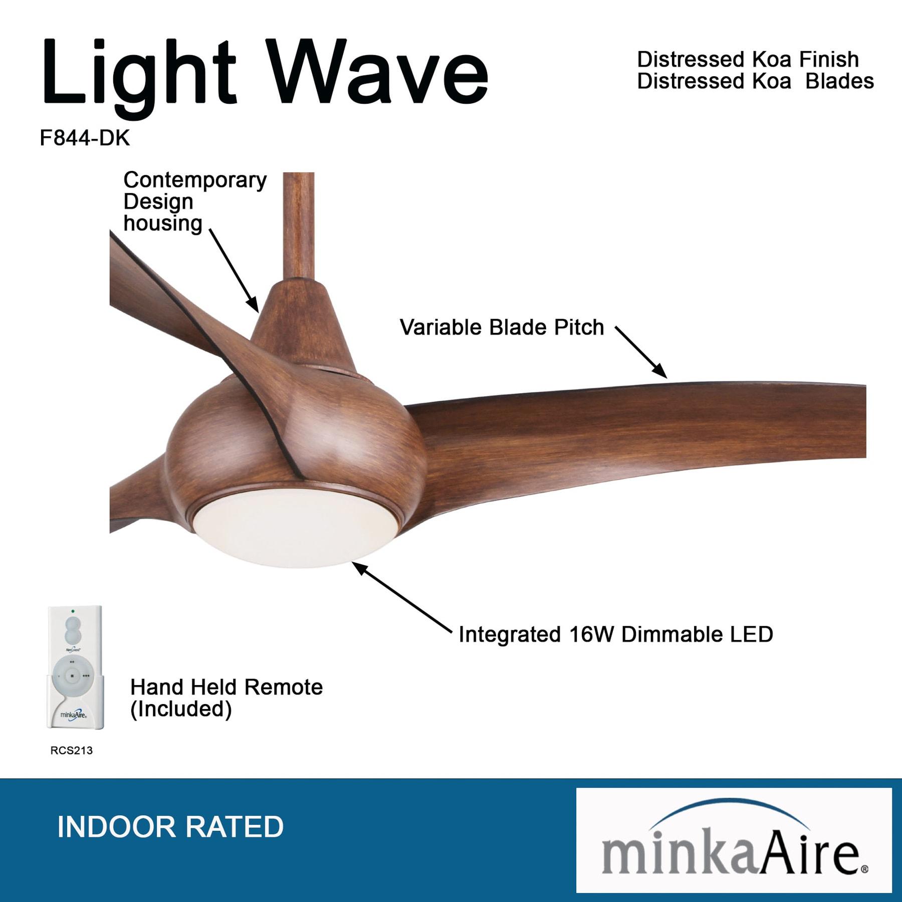 52" Wave 3 - Blade LED Propeller Ceiling Fan with Remote Control and Light Kit Included