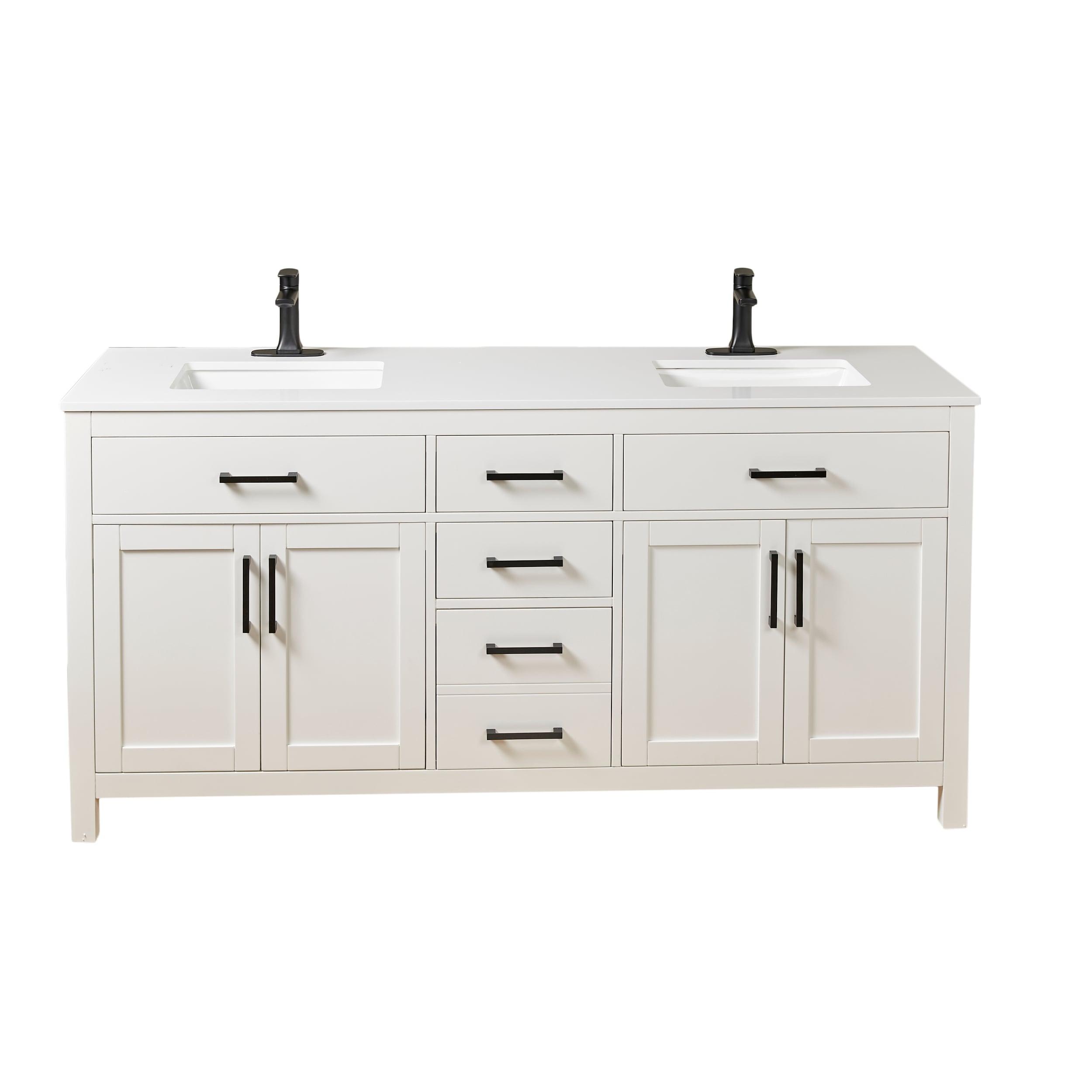 Beckett 72" Freestanding Double Bathroom Vanity with Cultured Marble Top