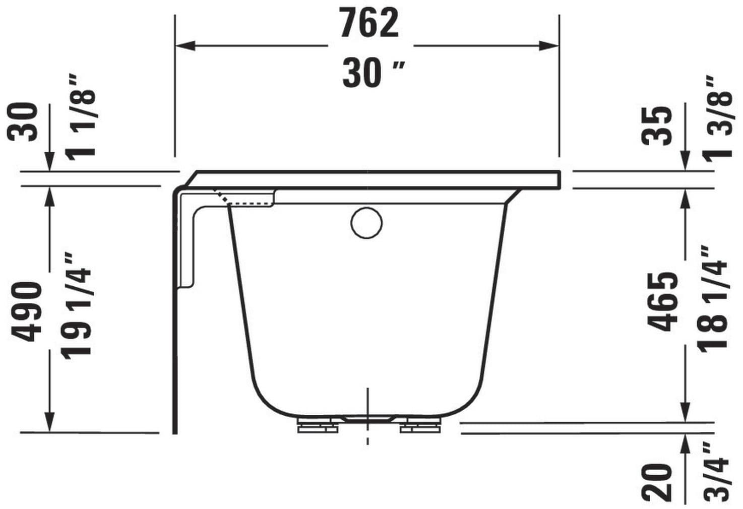 Architec 60" x 30" Alcove Soaking Acrylic Bathtub