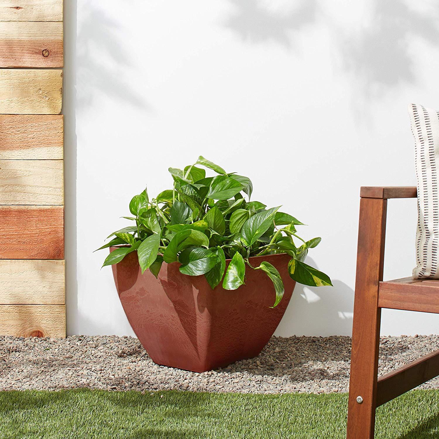 Simplicity Square 16 in. x 16 in. x 13 in. Terra Cotta PSW Pot