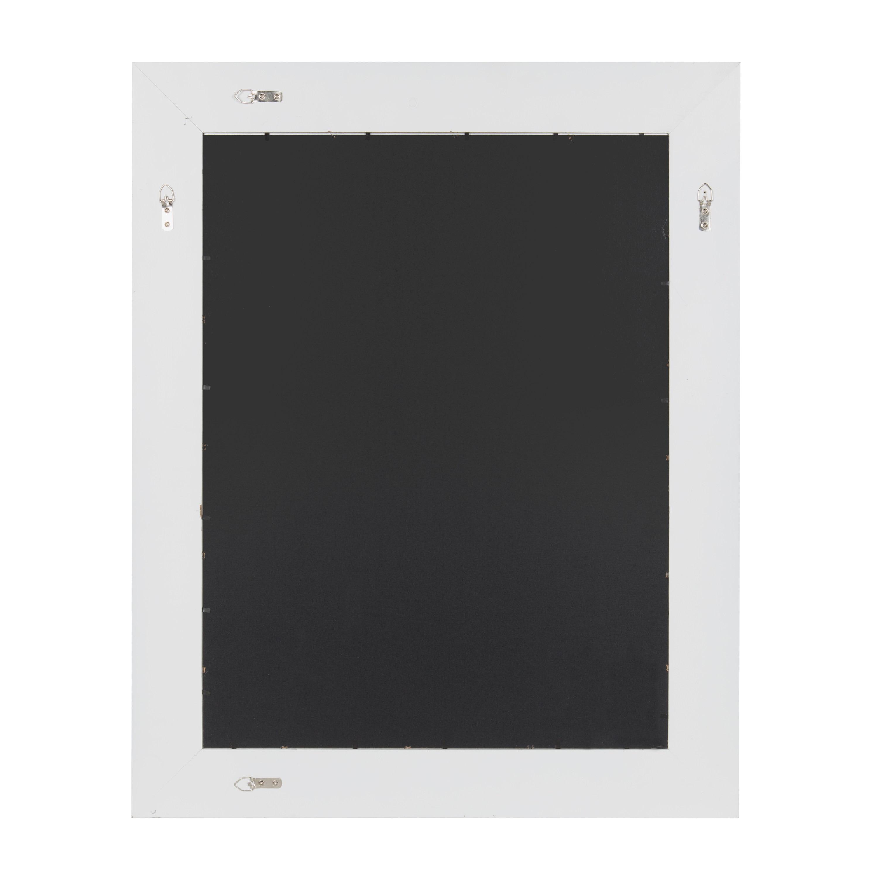 24" x 30" Rost Pieced Wood Framed Wall Mirror White - DesignOvation: Modern Rectangle, No Assembly Required