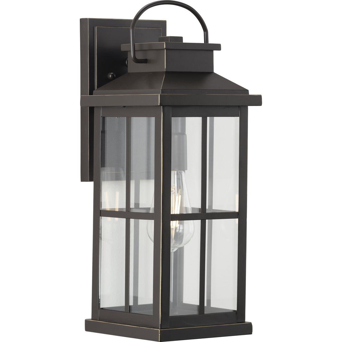 Progress Lighting Williamston 1-Light Antique Bronze Farmhouse Outdoor Large Wall Lantern with Clear Glass Shade