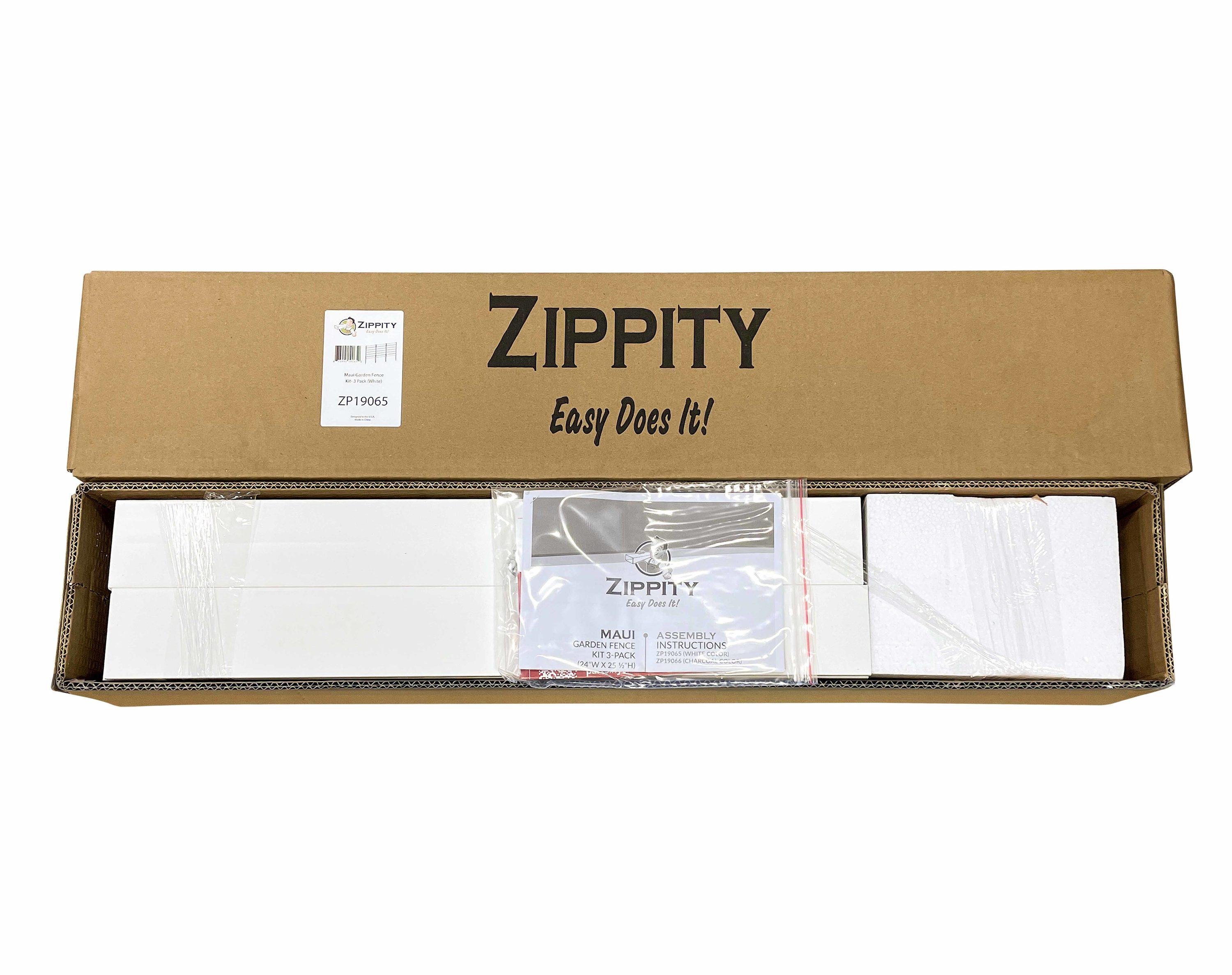 Zippity Outdoor Products 26in H x 24in W (3 Panels) No Dig Zippity Maui Fence Kit, Charcoal Color WoodTek Vinyl Fence Panel, Temporary Outdoor Border for Garden, Easy Install DIY Fence for Backyard, Patio, & Deck, ZP19066