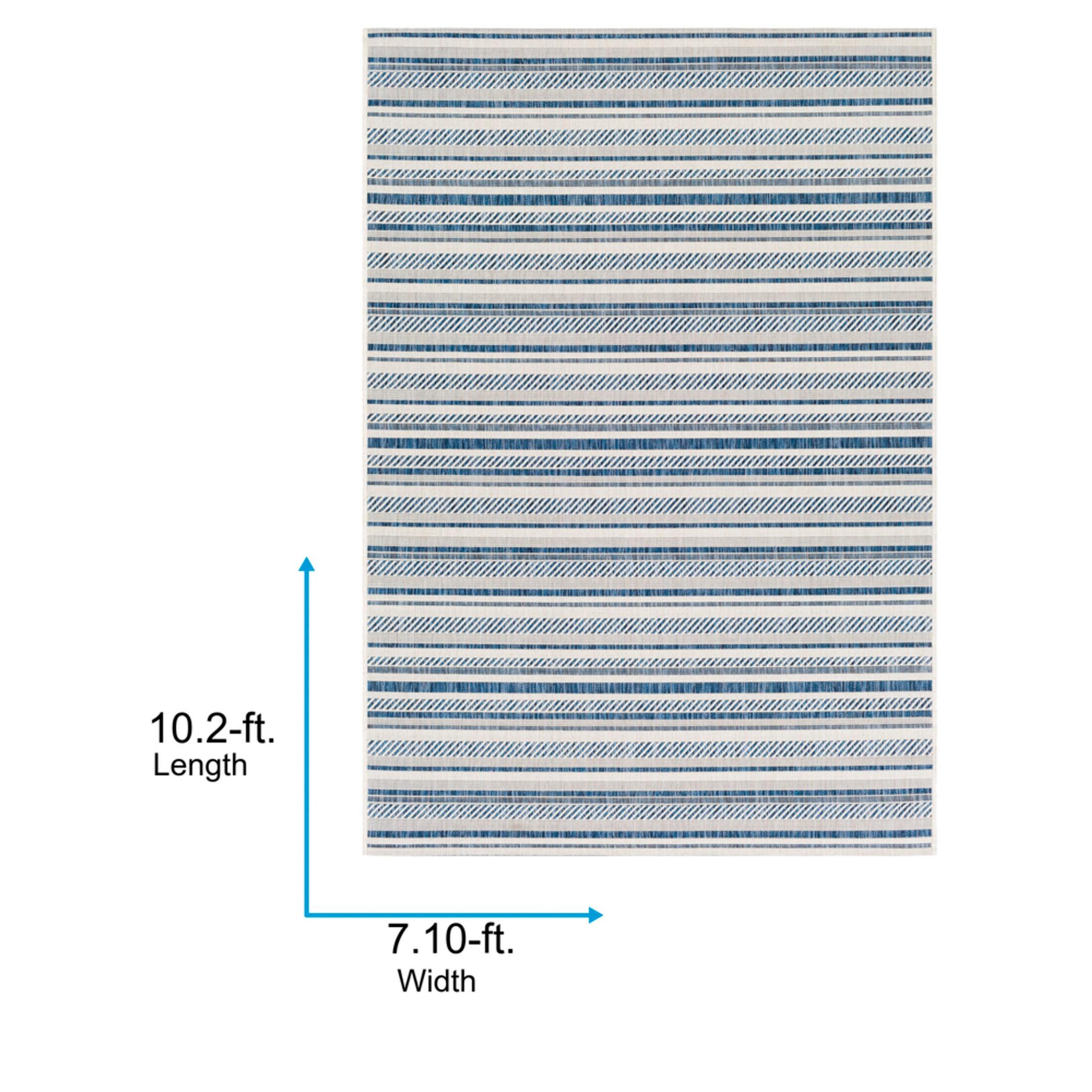 Livabliss Eagean Global Indoor/Outdoor Area Rug,7'10" x 10'2",Navy