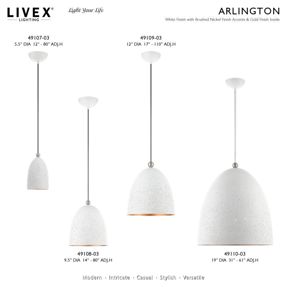 Livex Lighting Arlington 1 - Light Pendant in  White/Brushed Nickel