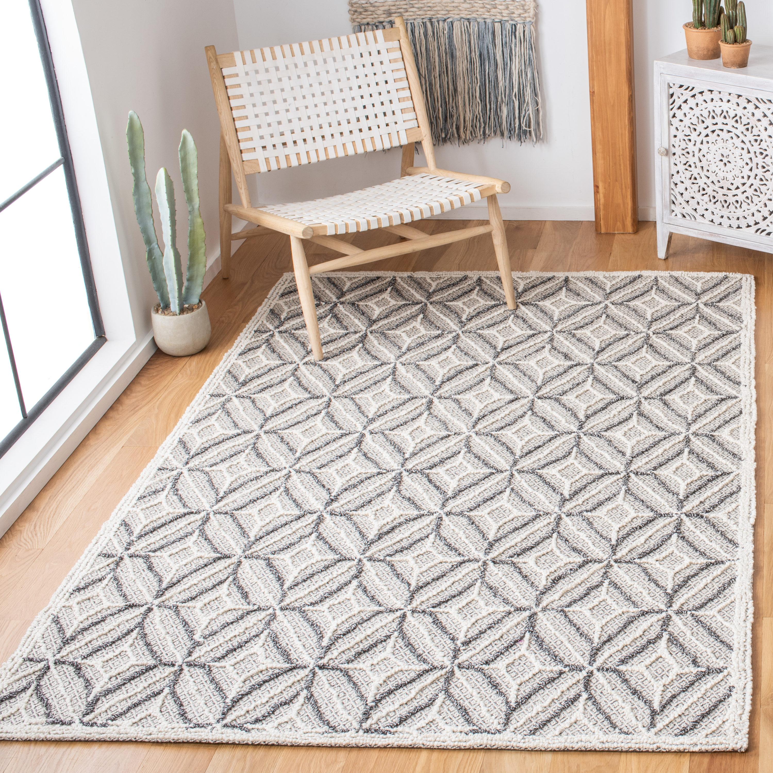 Trace TRC212 Hand Tufted Area Rug - Grey/Black - 6'x6' - Safavieh.