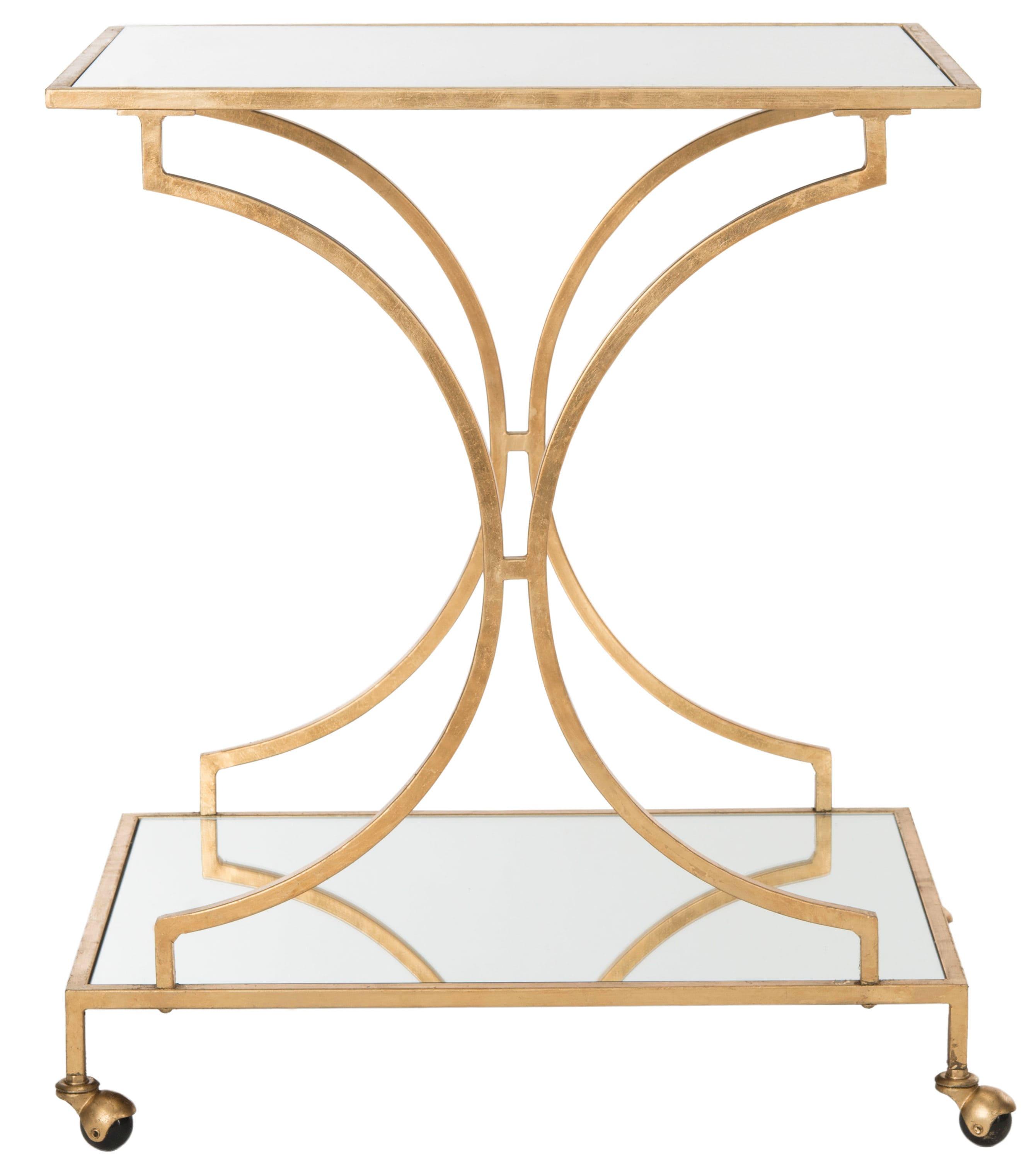 Ignatius Bar Cart - FOX2555B - Gold/Mirror - Safavieh