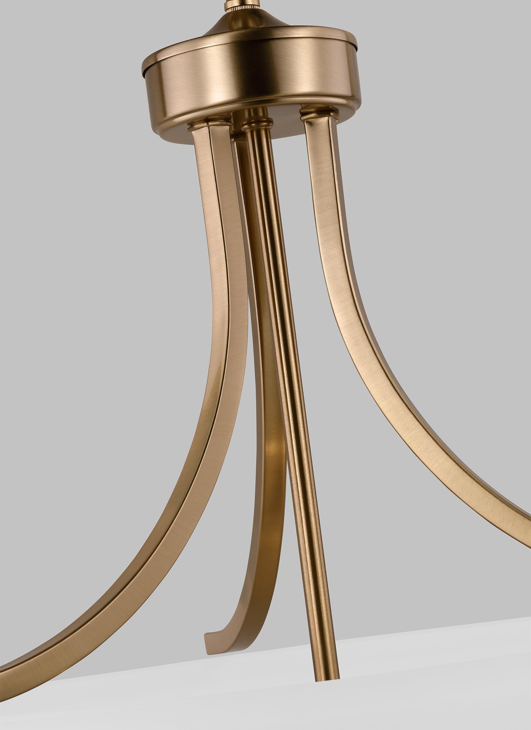 Generation Lighting 3-Light Geary Transitional Pendant Light Fixture Satin Brass 6616503-848, Modern Ceiling Light Fixture for Home Décor, A19 Bulb Candelabra for Foyer or Living Room Décor