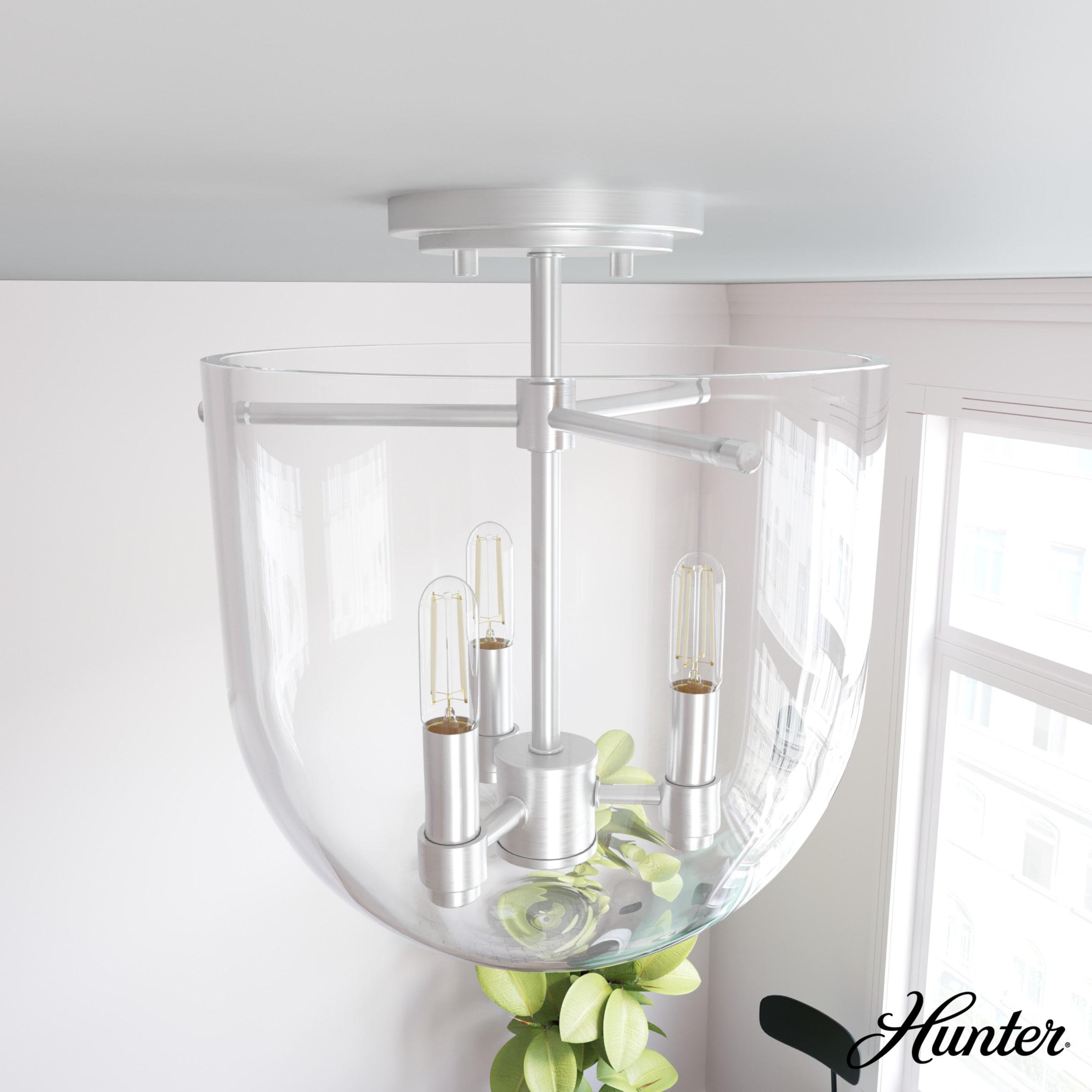 Hunter Sacha Natural Iron 3 Light Flush Mount Ceiling Light Fixture