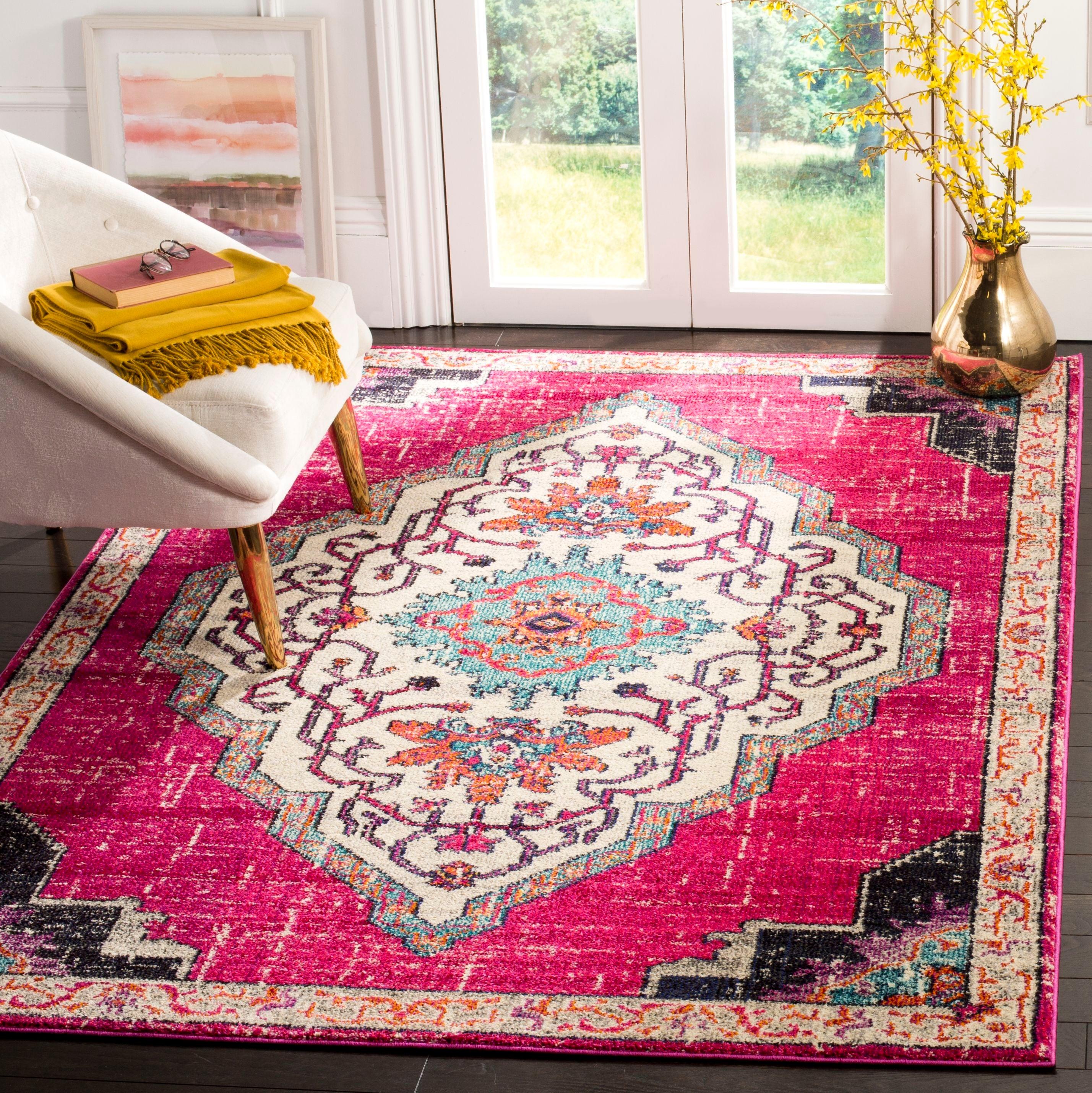 Monaco MNC254 Power Loomed Indoor Area Rug - Pink/Multi - 8'x10' - Safavieh