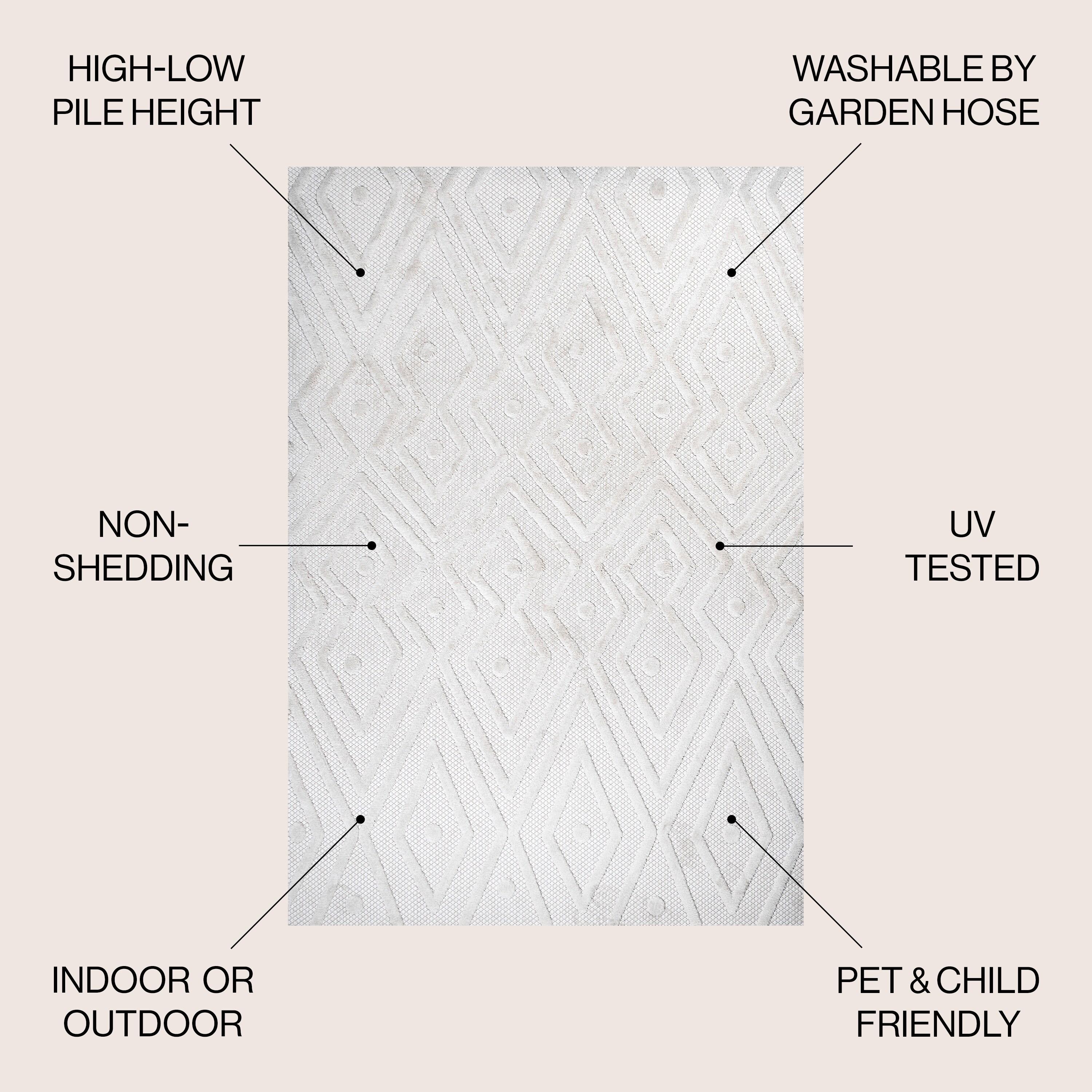 5' x 5' Balansat Moroccan Diamond Indoor/Outdoor Area Rug, Ivory - JONATHAN Y
