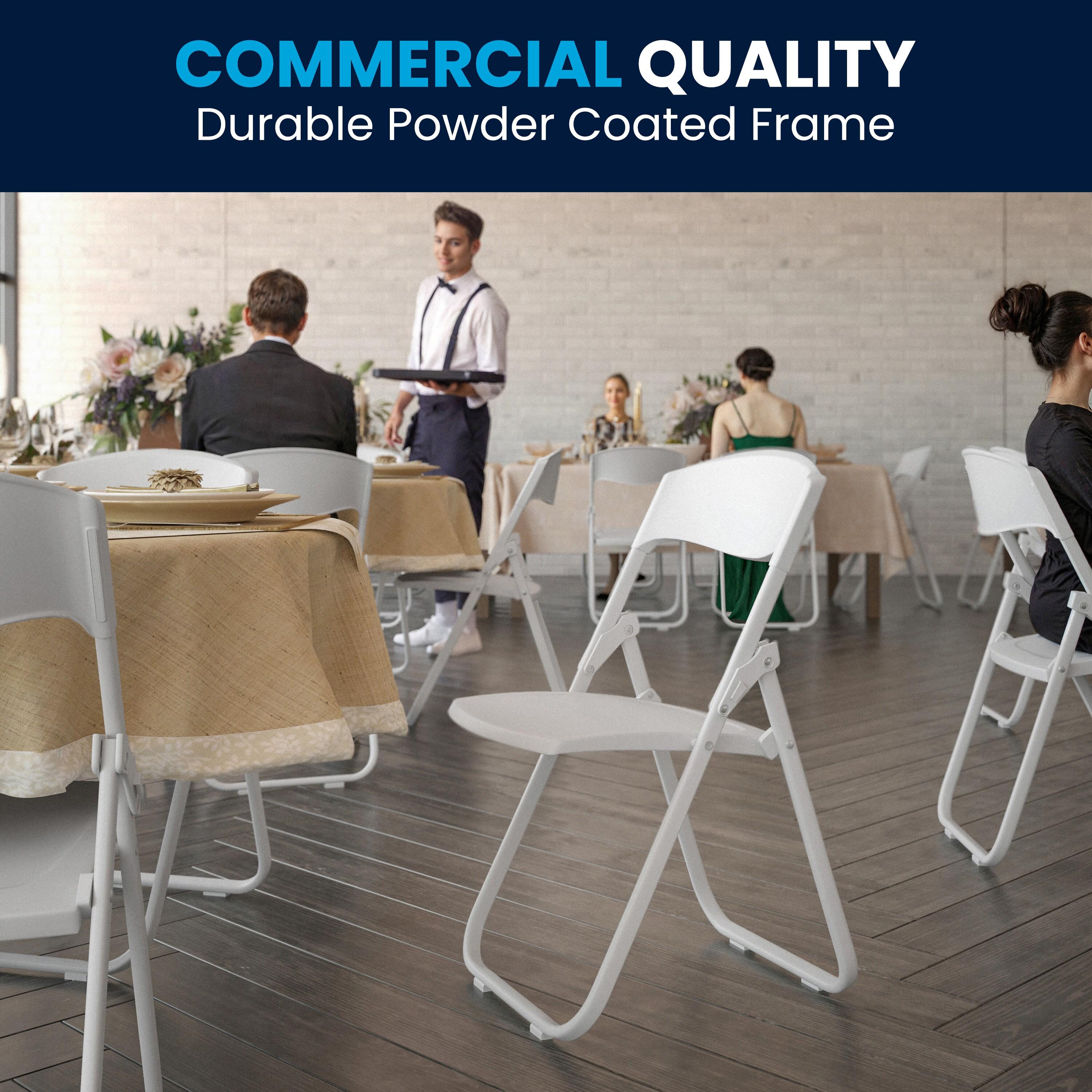 Flash Furniture 2 Pack HERCULES Series 500 lb. Capacity Heavy Duty White Plastic Folding Chair with Built-in Ganging Brackets