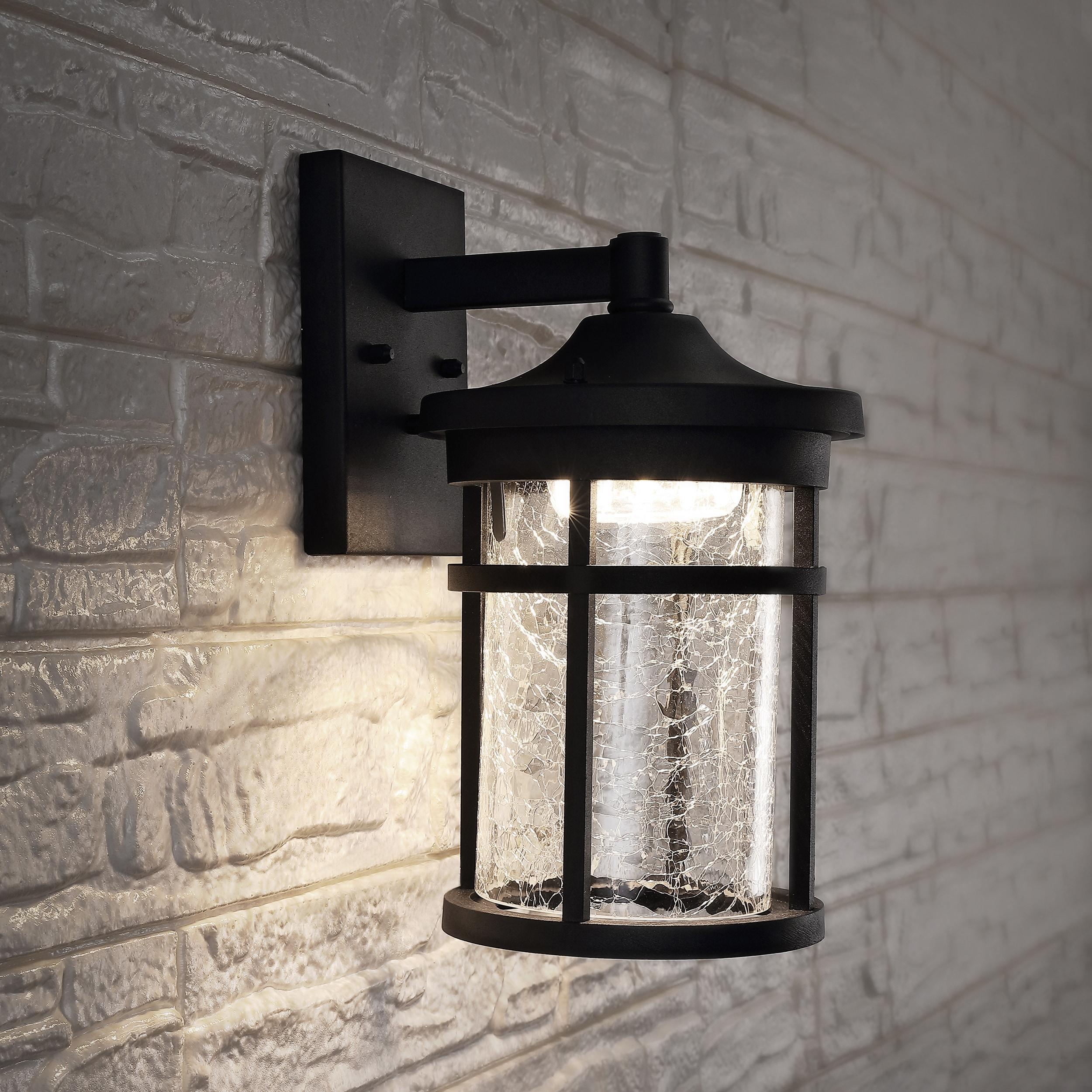 Campo 7.75" Black Iron Outdoor Wall Lantern with Crackled Glass