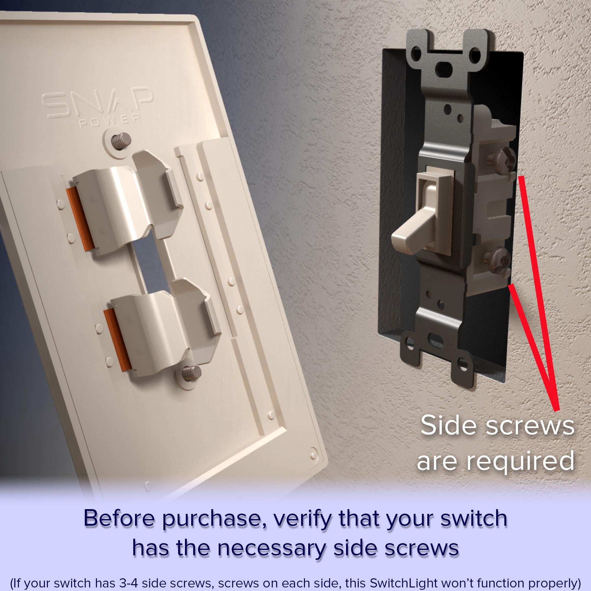 Single - SnapPower SwitchLight - LED Night Light - for Single-Pole Light Switches - Light Switch Plate with LED Night Lights - Adjust Brightness - Auto On/Off Sensor - (Rocker, White)