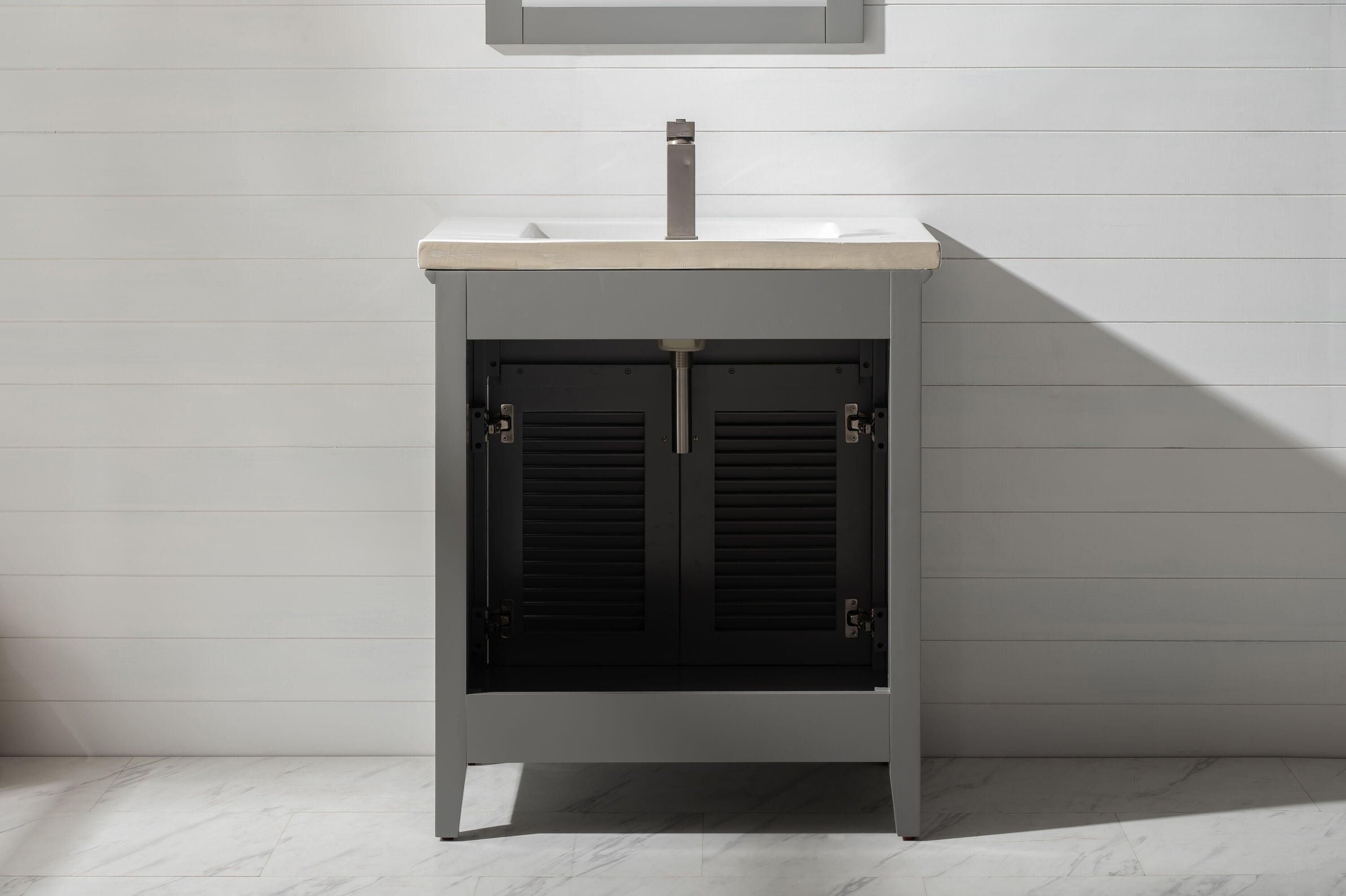 Design Element Cameron 30" Wood Single Sink Vanity In Gray Finish