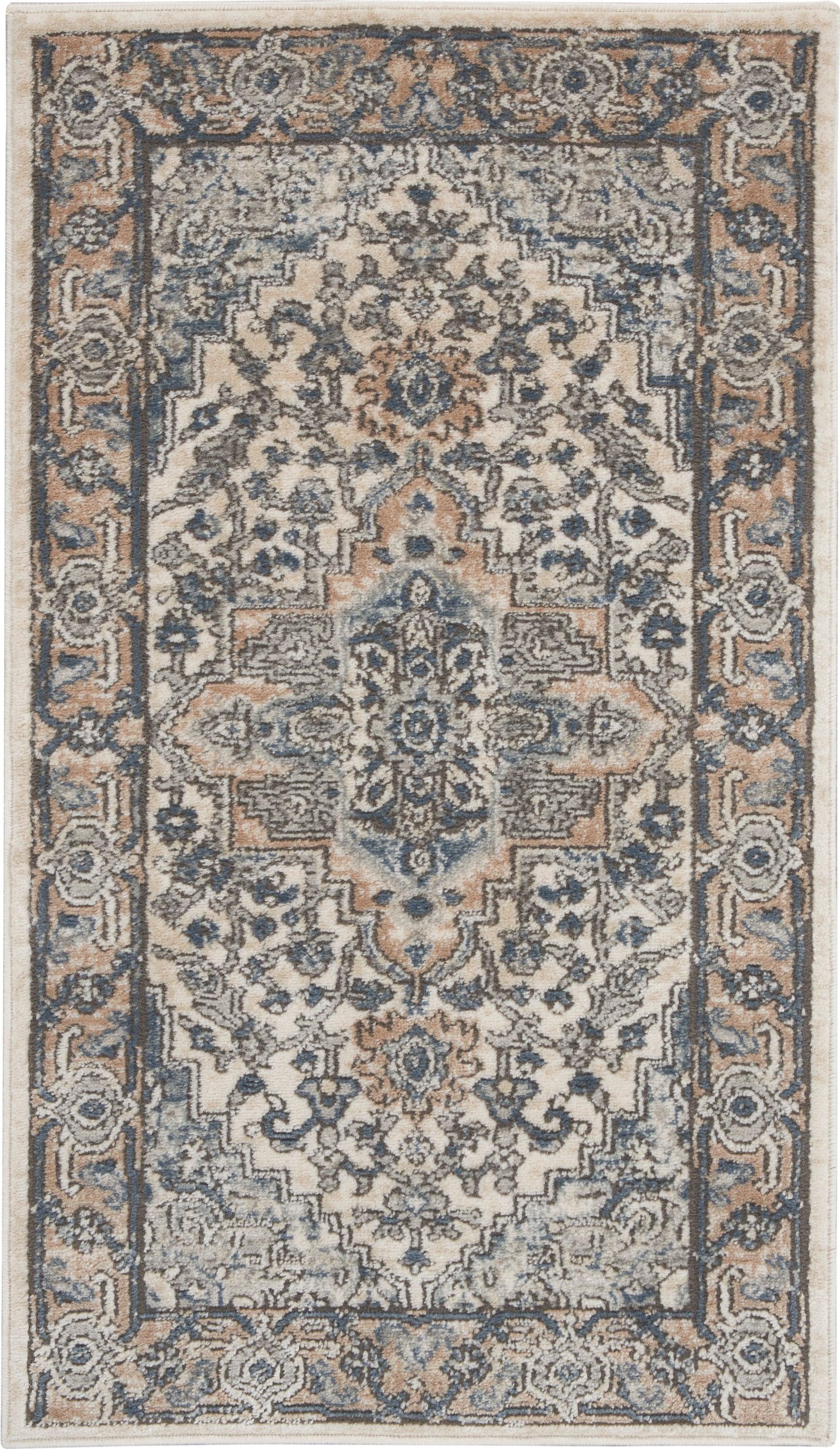 Nourison Concerto Center Medallion Indoor Rug Ivory Grey 2'2" x 3'9"