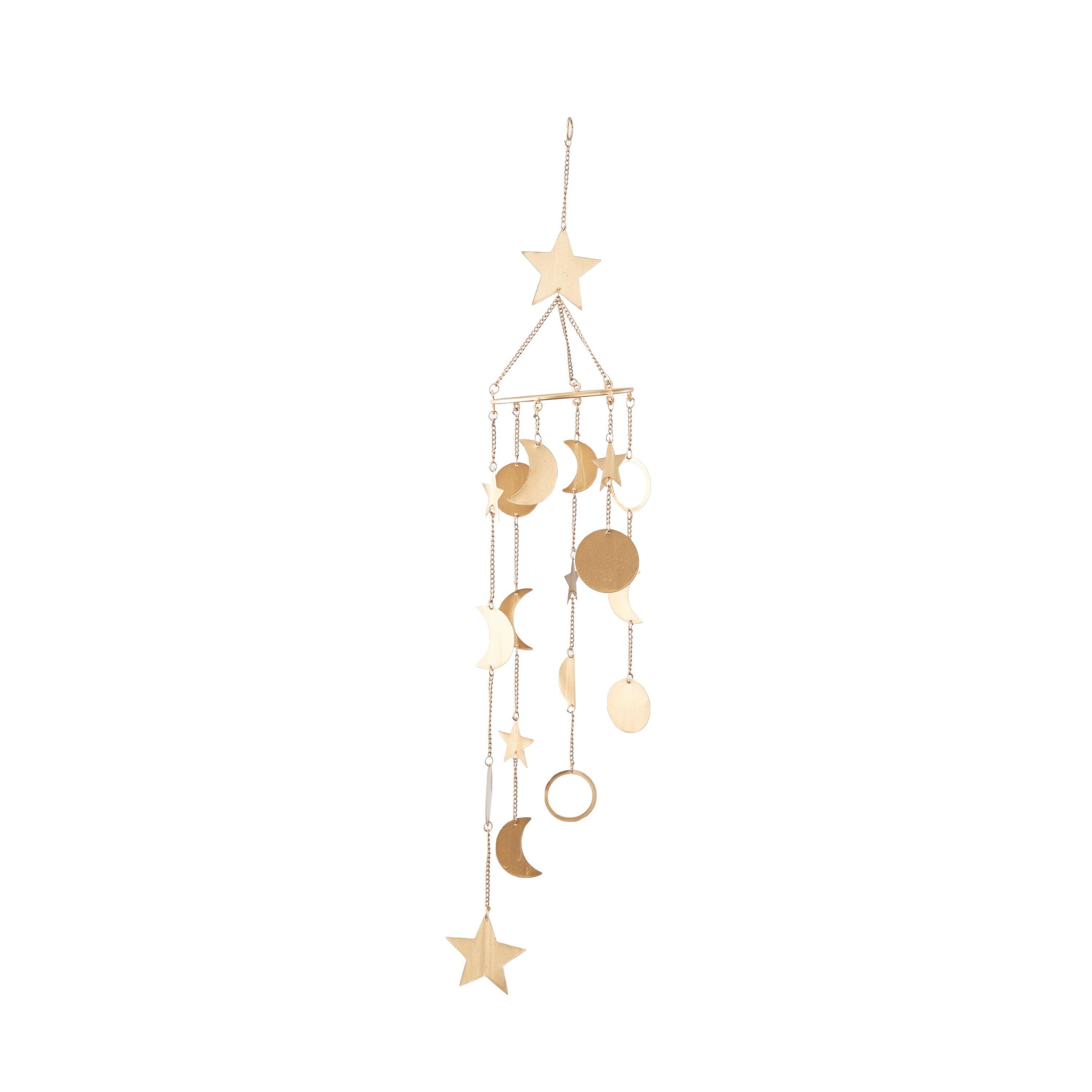 DecMode 39" Gold Metal Moon and Star Windchime