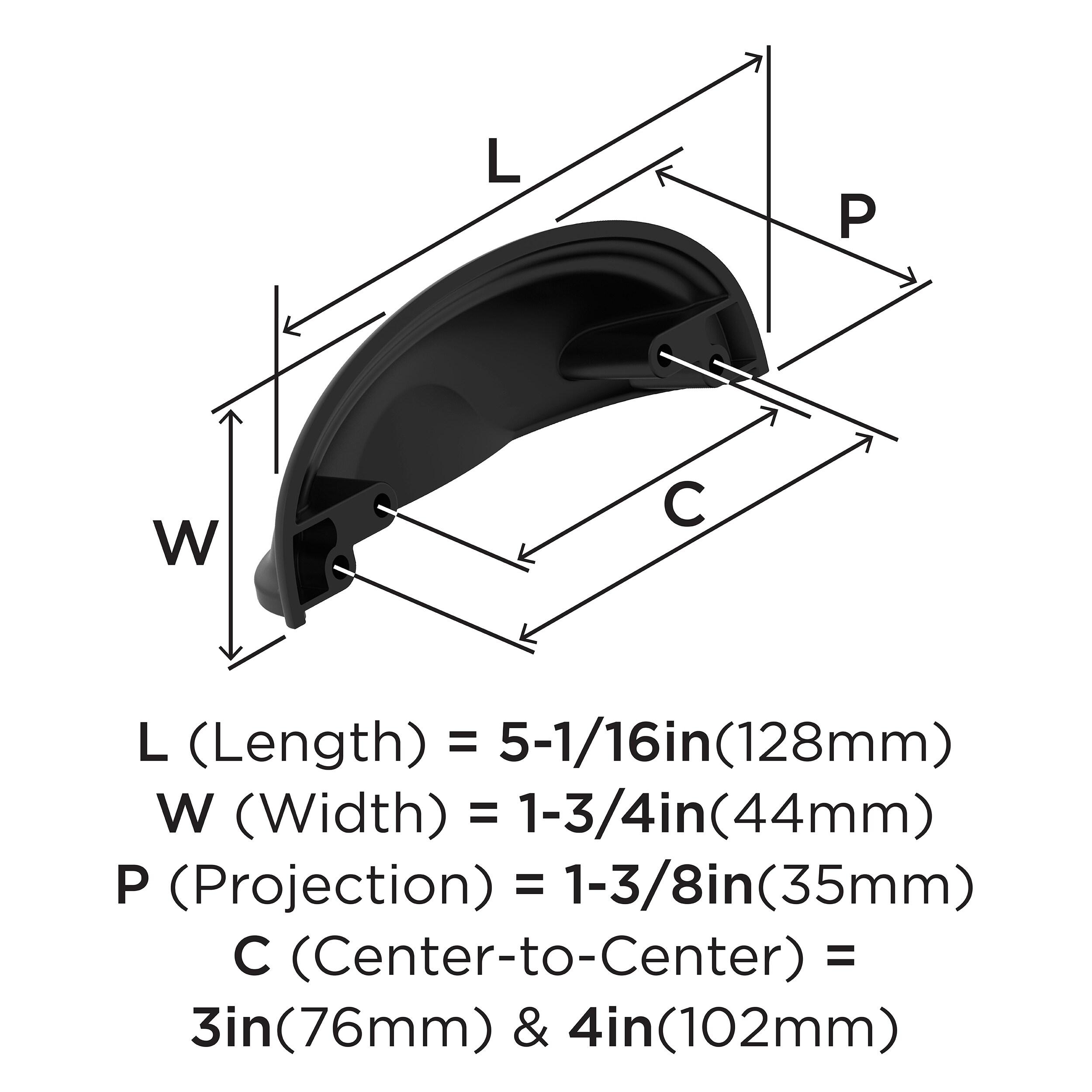 Amerock Ashby 3 inch or 4 inch (76mm or 102mm) Center-to-Center Black Bronze Cabinet Cup Pull