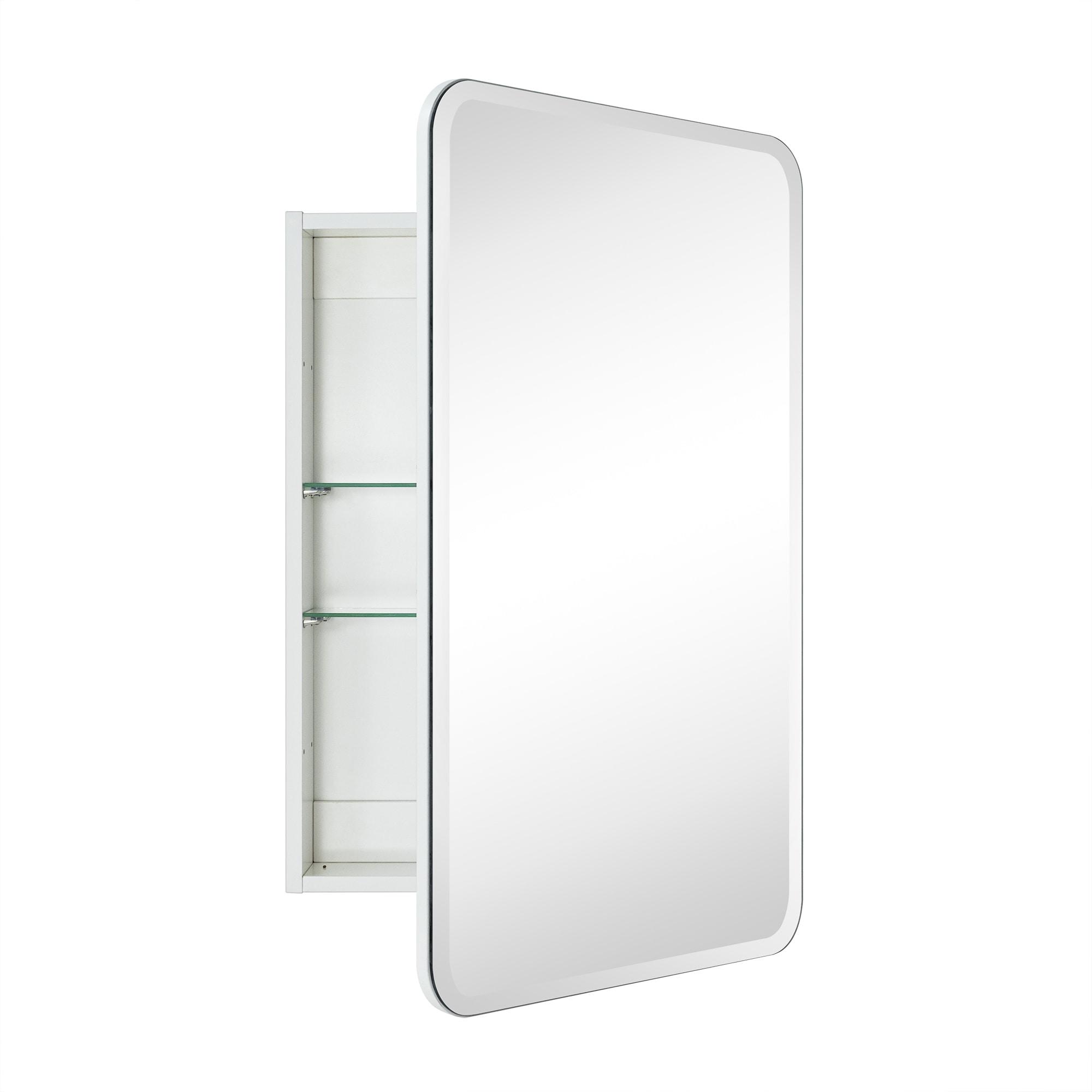 TEHOME 20 in. W x 30 in. H Rectangular Recess and Surface Mount Frameless Medicine Cabinet with Mirror