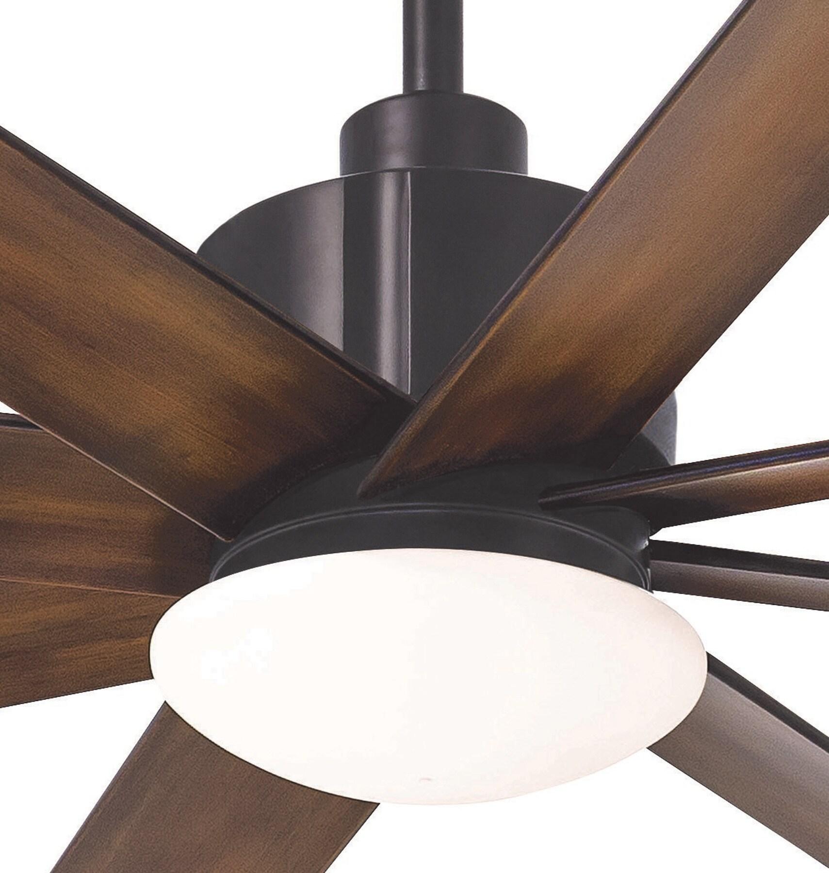 65" Minka Aire Modern Outdoor Ceiling Fan with LED Light Remote Control Coal Distressed Koa Opal Glass Wet Rated for Patio Gazebo