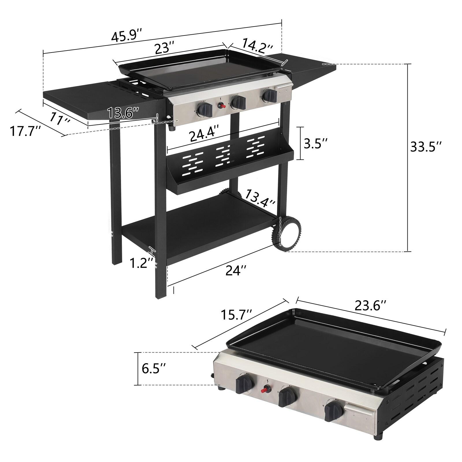 SKOK Portable 3-Burner Propane Flat-Top Gas Griddle for Outdoor, Camping, Patio, Garden