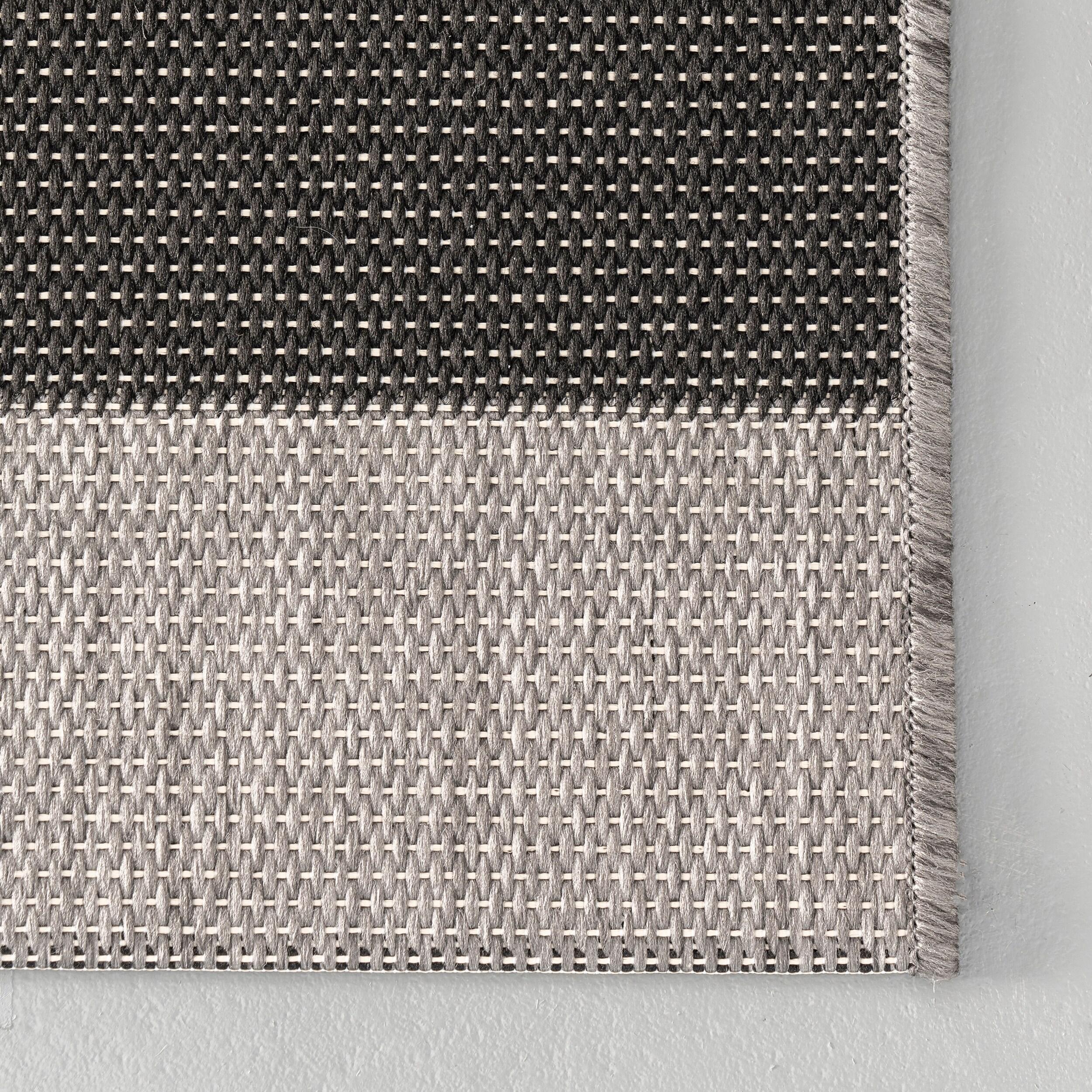 Nuloom Robin Striped 8 Square Indoor/Outdoor Area Rug for Living Room Patio Deck Front Porch Kitchen, Grey/Black