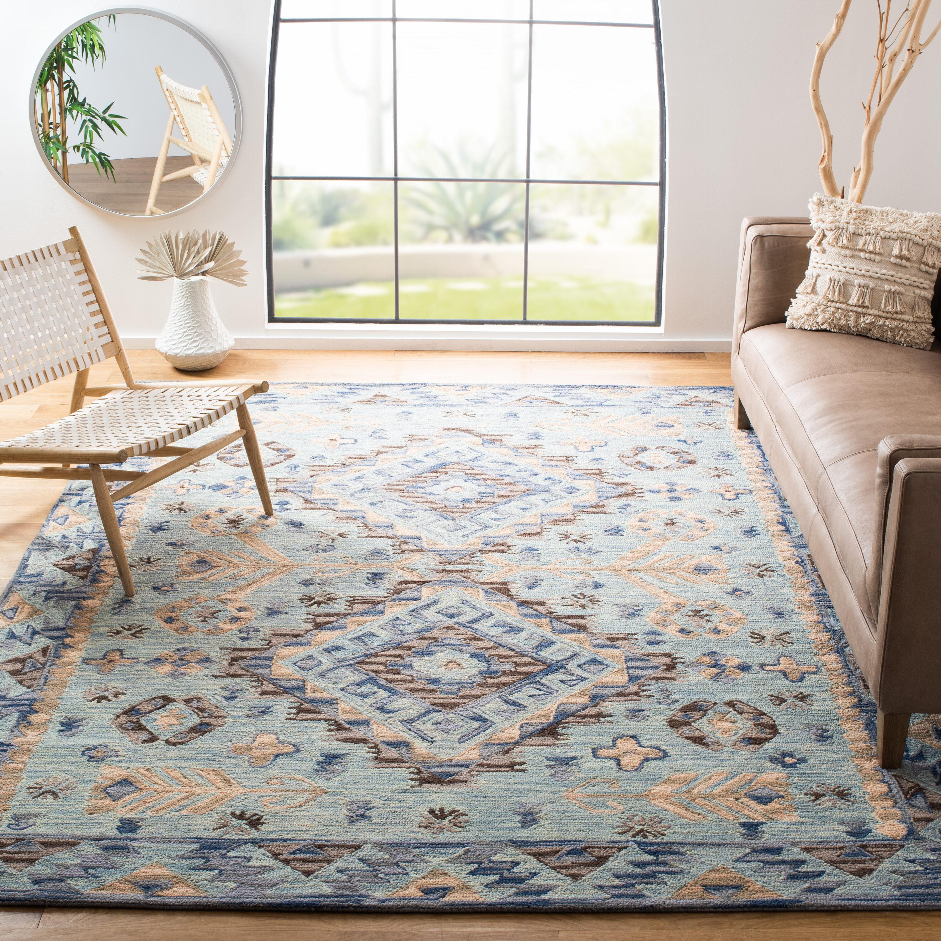Aspen APN504 Hand Tufted Area Rug - Blue/Beige - 8'x10' - Safavieh.